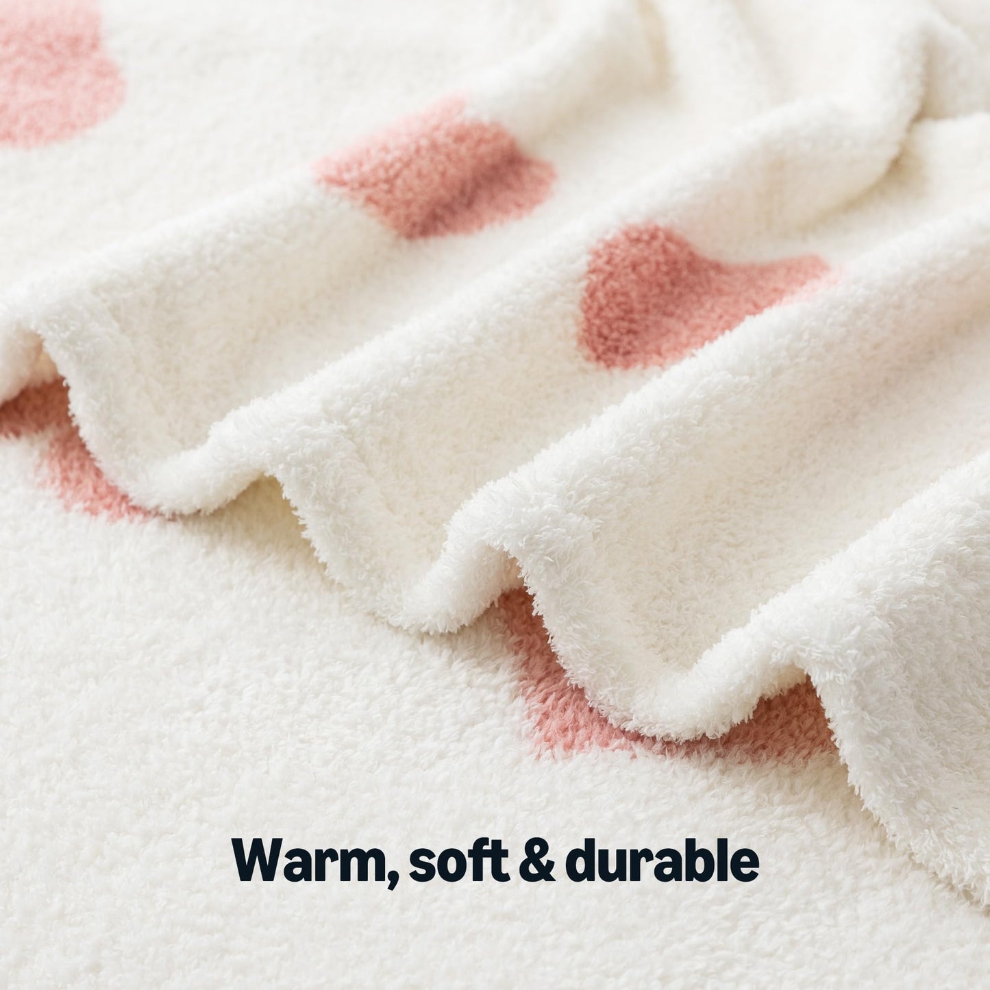 Amazon Basics Fleece Throw Blanket, Reversible Decorative Hearted Pattern for The Bed, Couch and Sofa, 50" W × 60" L, Pink Heart