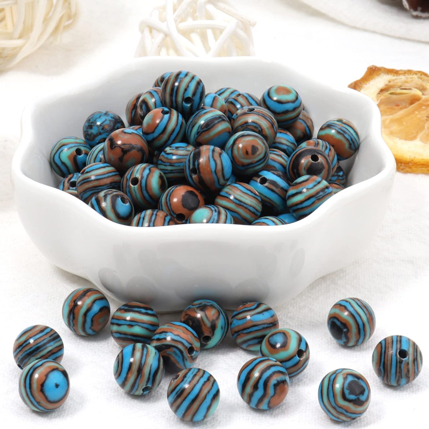45pcs 8mm Natural Stone Beads Blue Malachite Beads Energy Crystal Healing Power Gemstone for Jewelry Making, DIY Bracelet Necklace