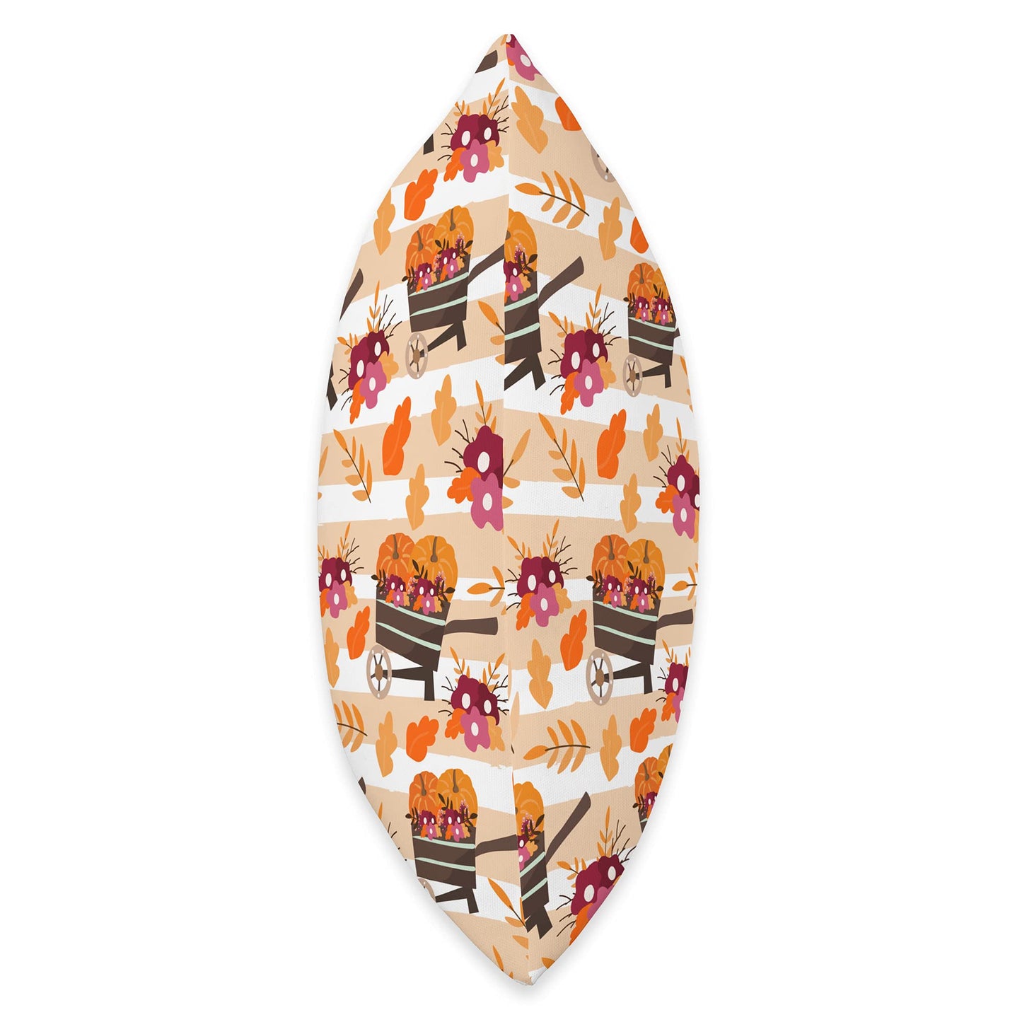 Pumpkin Wheelbarrow Harvest Leaves Fall Floral Pattern Throw Pillow
