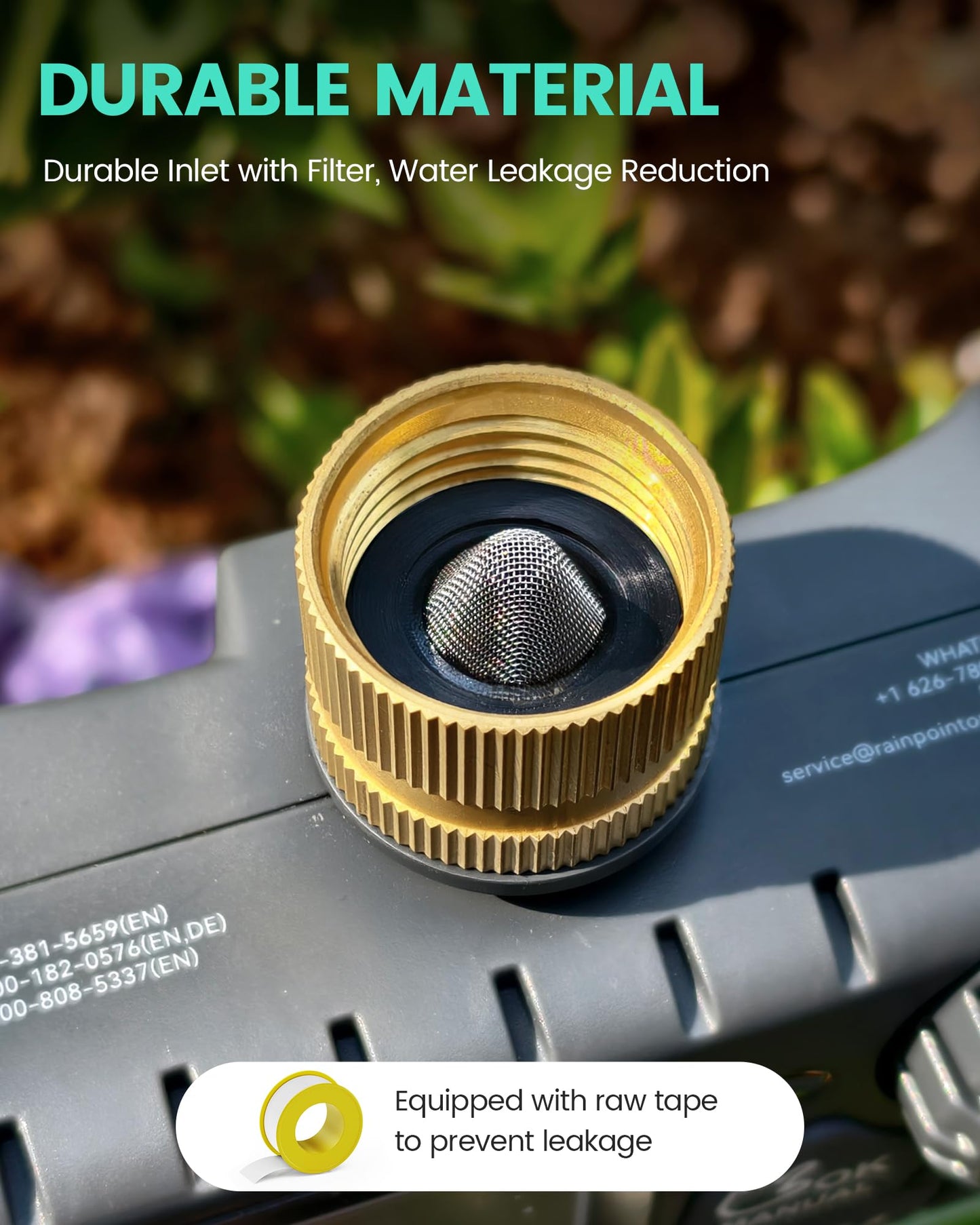 RAINPOINT Sprinkler Timer 2 Outlet, Water Timer for Garden Hose, for Yard Outdoor Watering, Rain Delay/Manual/Automatic System Controller Brass Inlet, V2