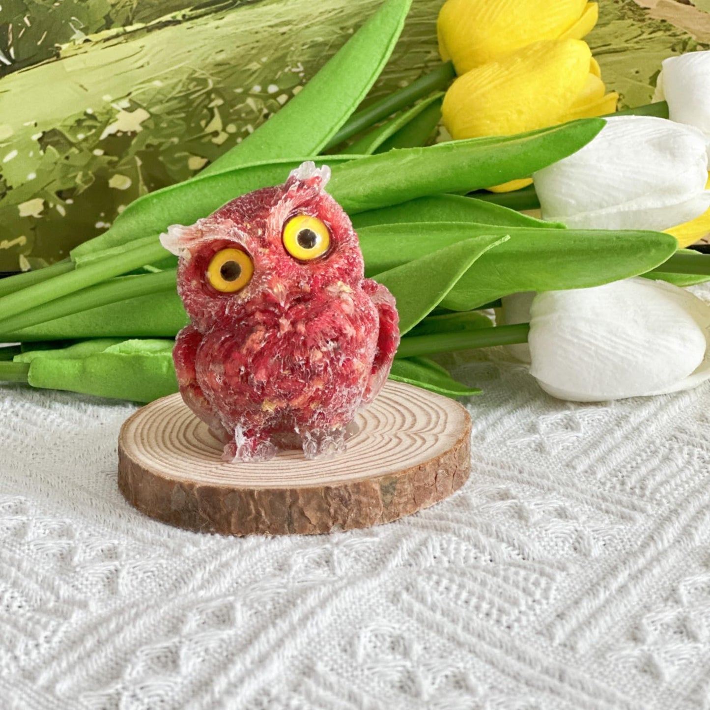 XYLIBLLA Cute Owl Statue for Home Decor and Gifting - Perfect for Owl Enthusiasts, Friends, and Family (Red), LC-002