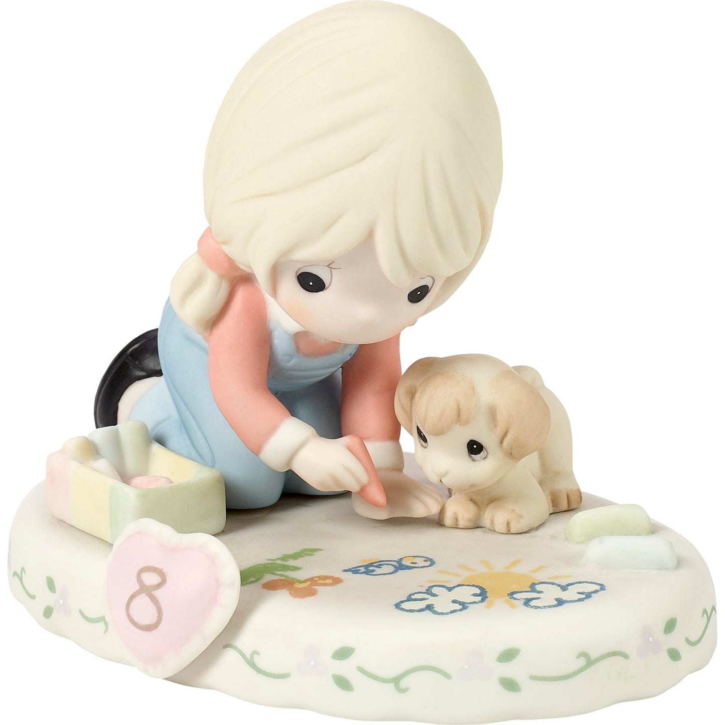 Precious Moments, Growing In Grace, Age 8, Bisque Porcelain Figurine, Blonde Girl, 154035