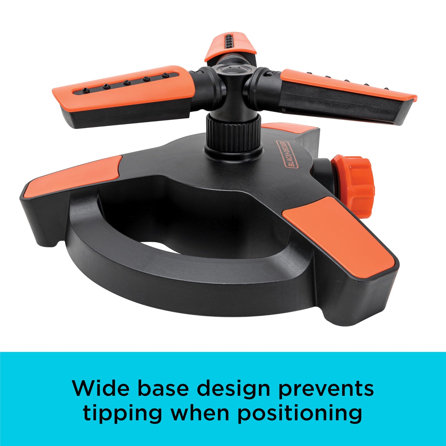 Black + Decker® 3-Arm Adjustable Sprinkler – 360° Coverage, Customizable Spray, 1,216 Square Foot Coverage BD8428