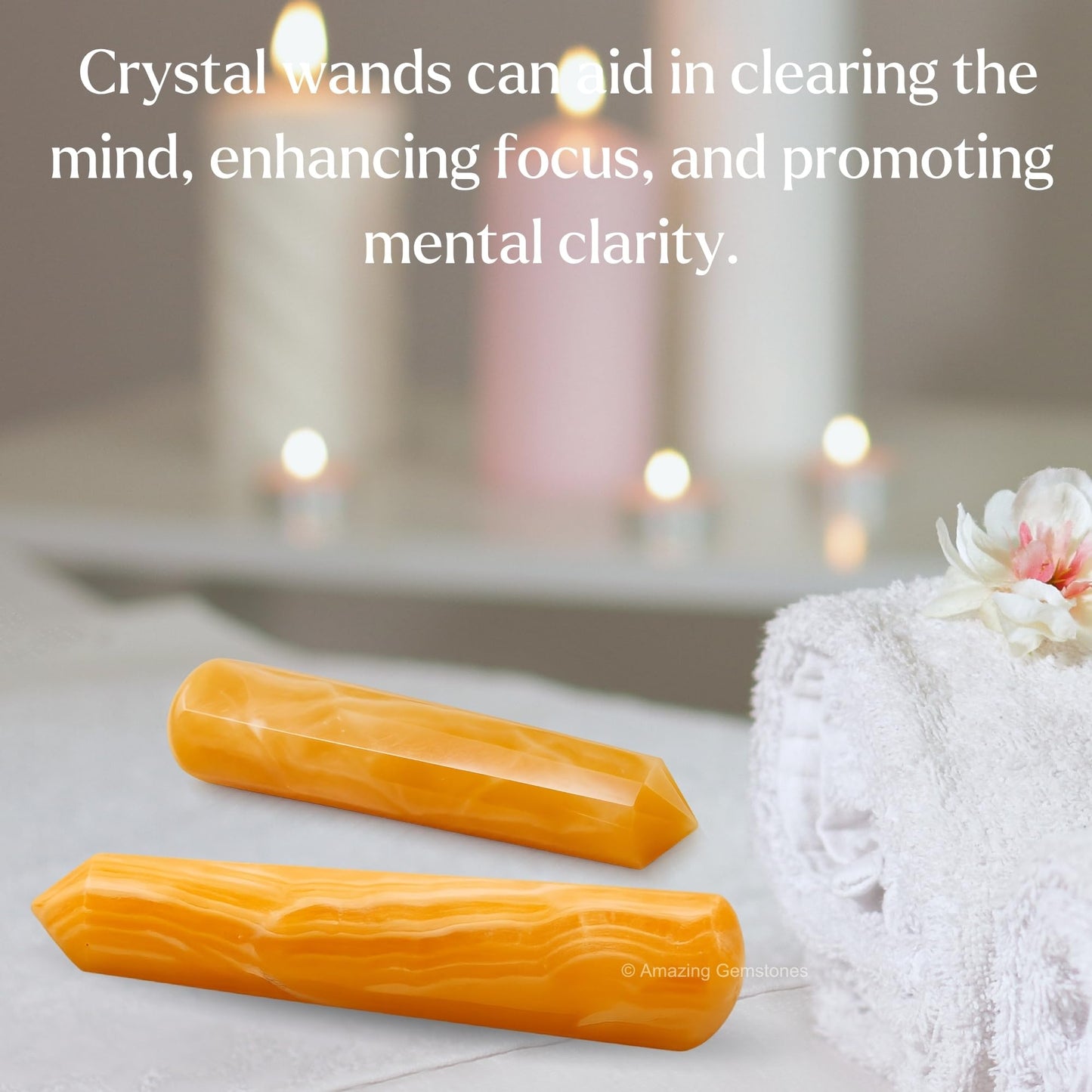 Yellow Calcite Crystal Wand Massage Stick - Pelvic Wand Gua Sha for Adults - Crystals and Healing Stones Massage Wands for Adults Gifts (Pointed)