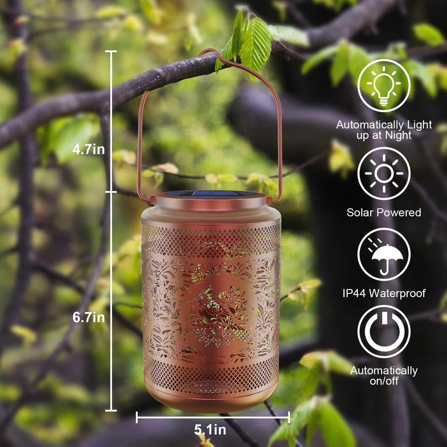 Birthday Gifts for Women Mom Grandma Solar Lanterns Outdoor Waterproof Mushroom Garden Decor Hanging Metal Lights Outside for Yard,Patio,Backyard,Porch (Hummingbird)