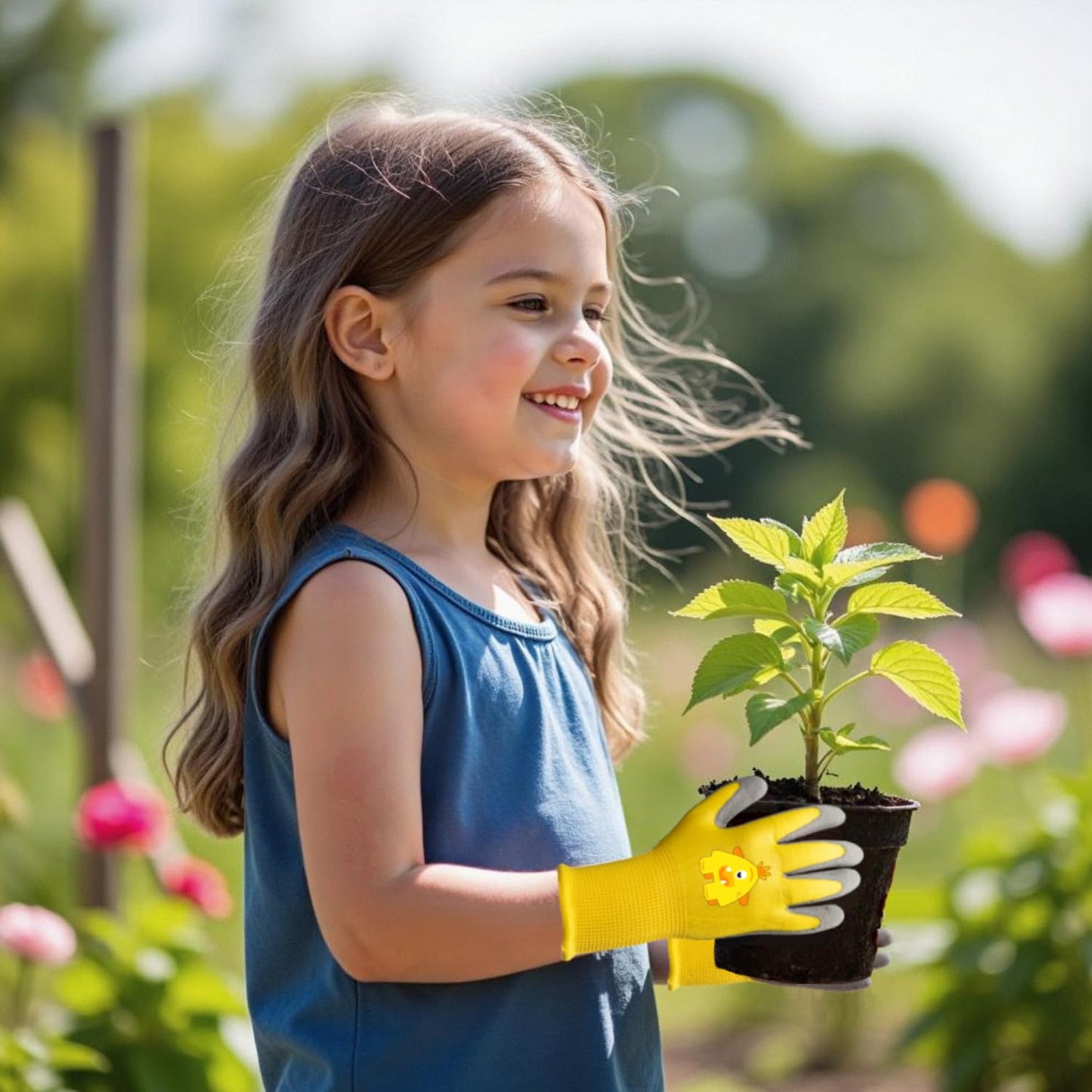 PROMEDIX P Kids Gardening Gloves – Rubber Coated Work Gloves for Children Age 3-5,Soft & Breathable for Outdoor Play & DIY