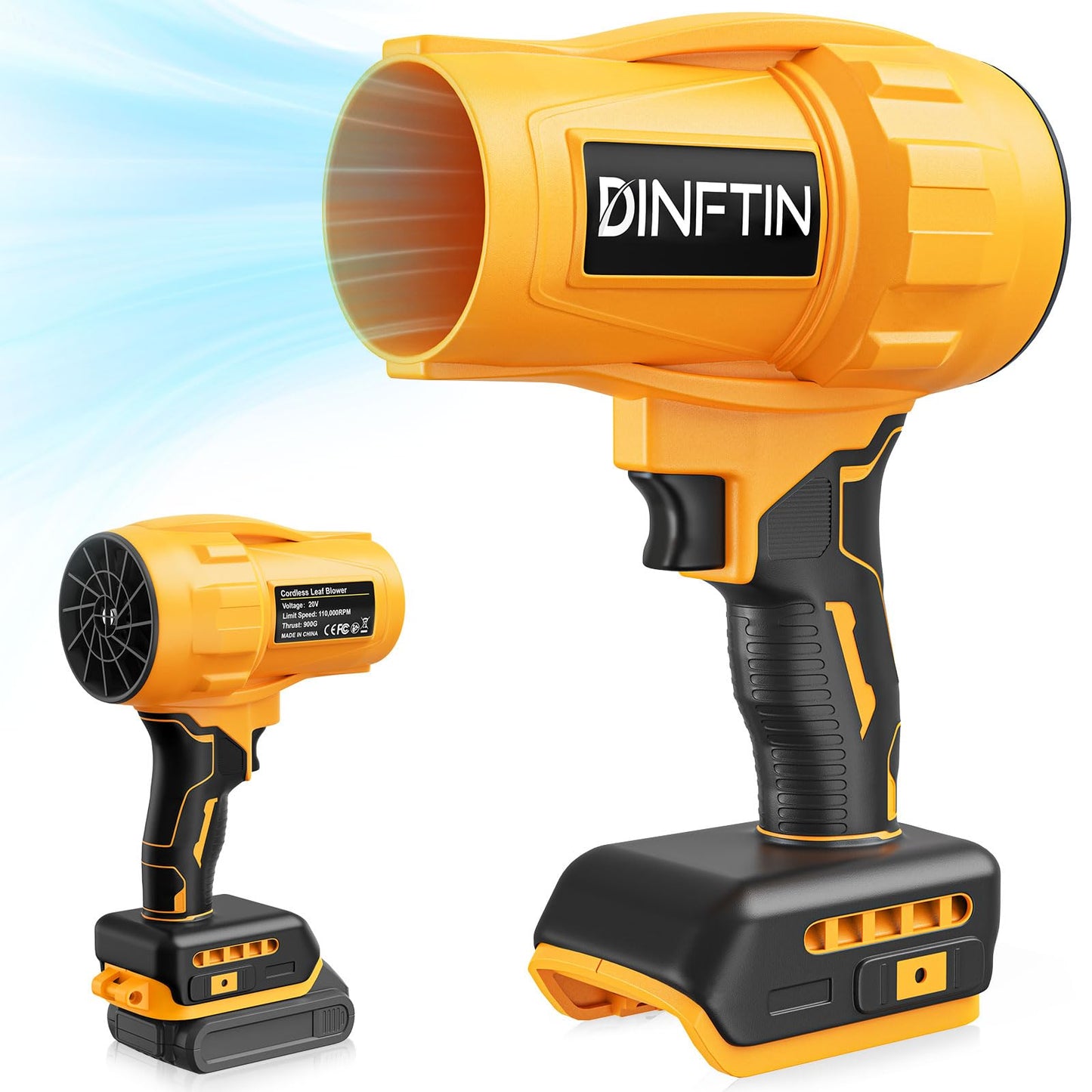 Dinftin Brushless Cordless Leaf Blower Compatible for DeWalt 20V Battery(Tool Only), 125MPH 430CFM Variable Speed Turbo Blower, Lightweight Handheld Blower for Lawn, Garage, Snow, Patio