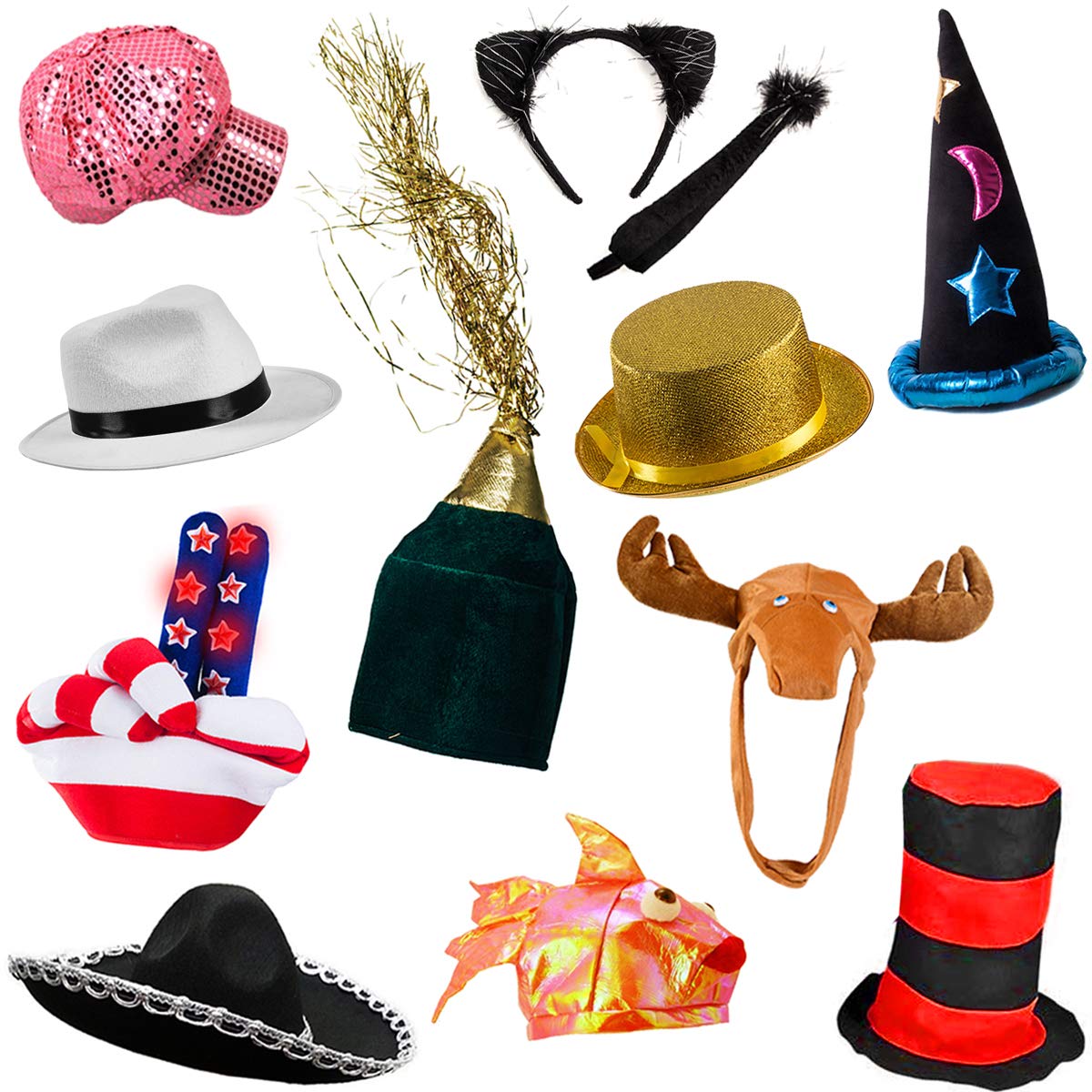 Funny Party Hats 6 Assorted Dress Up Costume & Party Hats