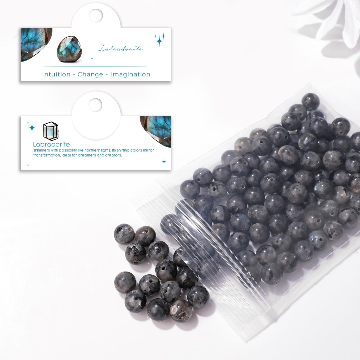 Raicegs 100pcs 8mm Labradorite Beads Natural Gemstone Beads Round Loose Beads for Jewelry Making DIY Bracelets Necklace