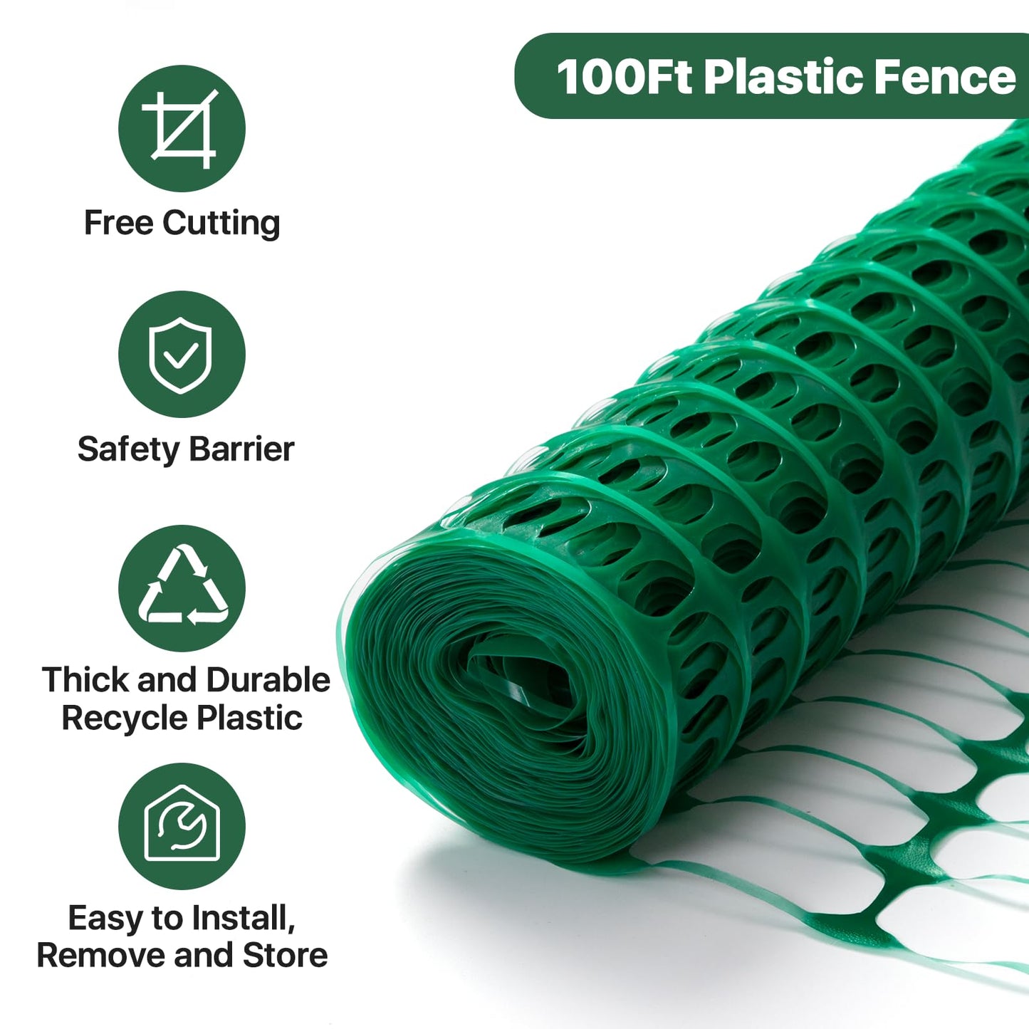 Temporary Fence Plastic Fence with Posts, Safety Barrier for Dogs Snow Mesh Fencing with Steel Stake Movable Portable Fencing Fence Roll 40In High 100Ft Long for Garden Backyard Outdoor