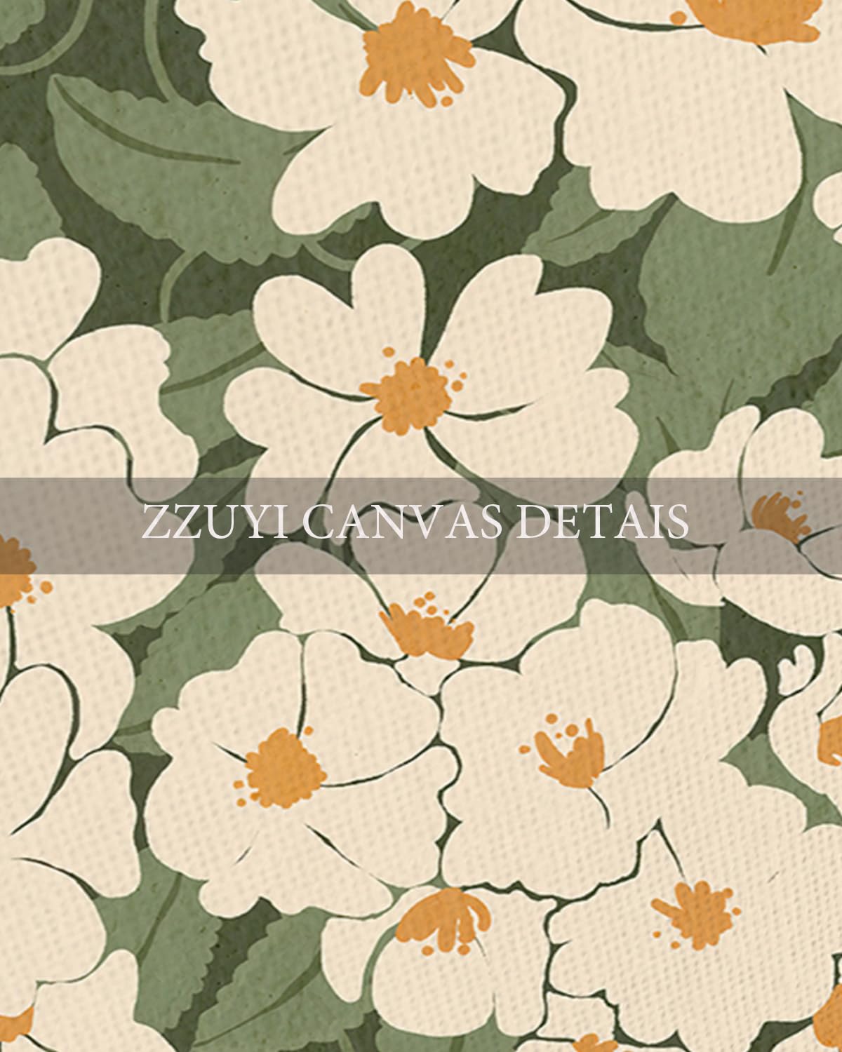 Zzuyi Framed Flower Market Wall Art,Green And White Floral Botanical Canvas Wall Decor Pictures,Floral Rusitc Pictures for Living Room Bedroom Dining Room 12x16in