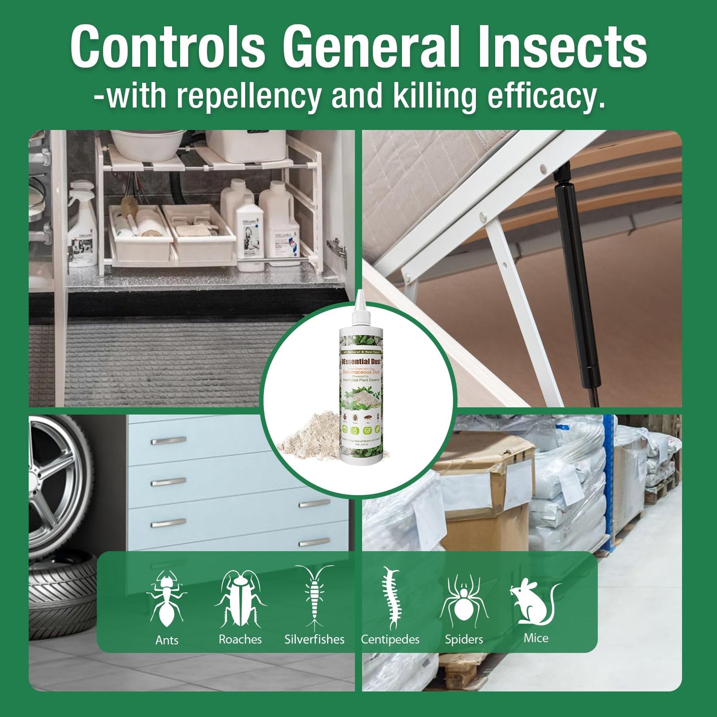 EcoVenger® DEssential Dust Peppermint | Repels and Kills Crawling Insects | Bed Bugs Roaches Ants Fleas | Food Grade DE Micro-Powder Triple Power