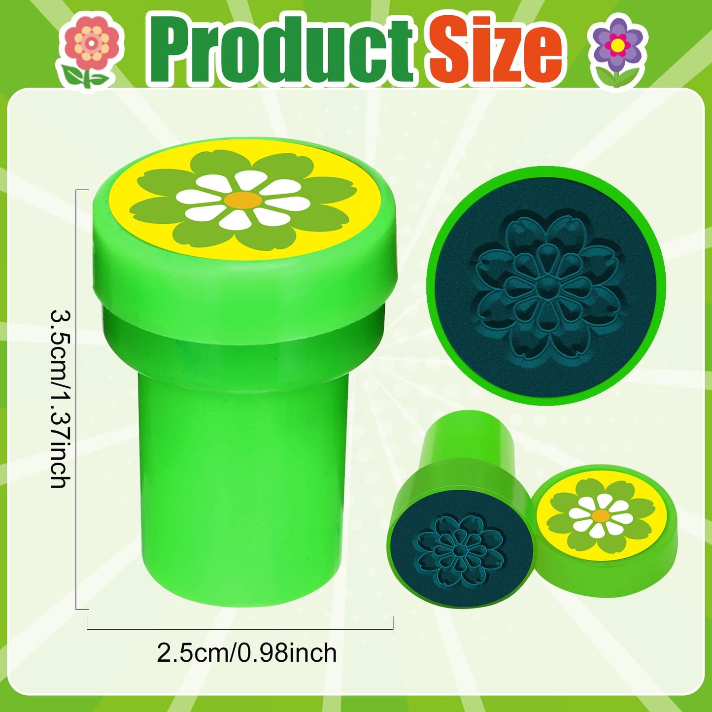 Cinrobiye 24 PCS Flower Party Stampers，Spring Daisy Birthday Favors for Girls Boys, Groovy Floral Party Supplies, Classroom Rewards, Goodie Bag & Pinata Fillers, Carnival Prizes