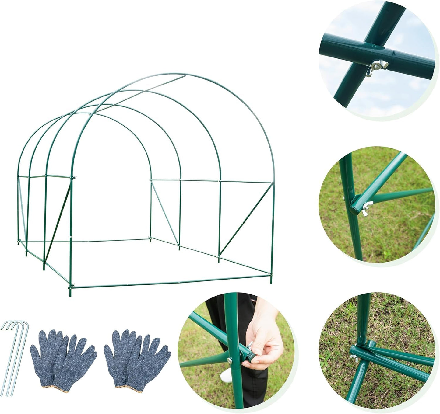 Walk-in Greenhouse, 10x7x7 FT Heavy Duty Tunnel Green House for Outdoors, Portable Green Houses for Outside, Winter Hot House with Metal Frame & Roll-up Zipper Door Screen Windows