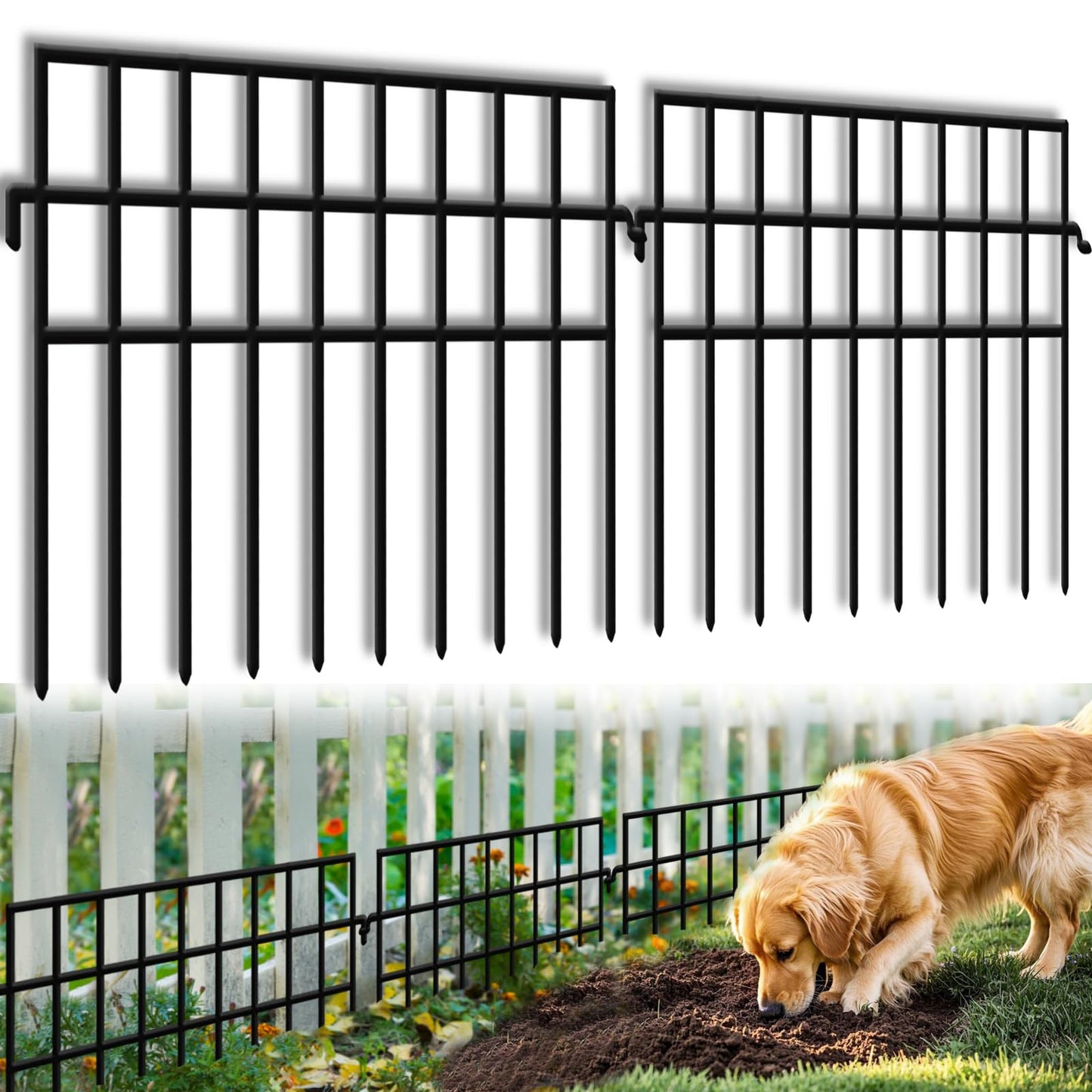 45.33ft(L) X 13in(H) Animal Barrier Fence No Dig, 32 Panels Rabbit Fences for Garden, Dog Digging Ground Defense Border Small Metal Fencing Under Barriers Blocker, Flower Bed, Patio