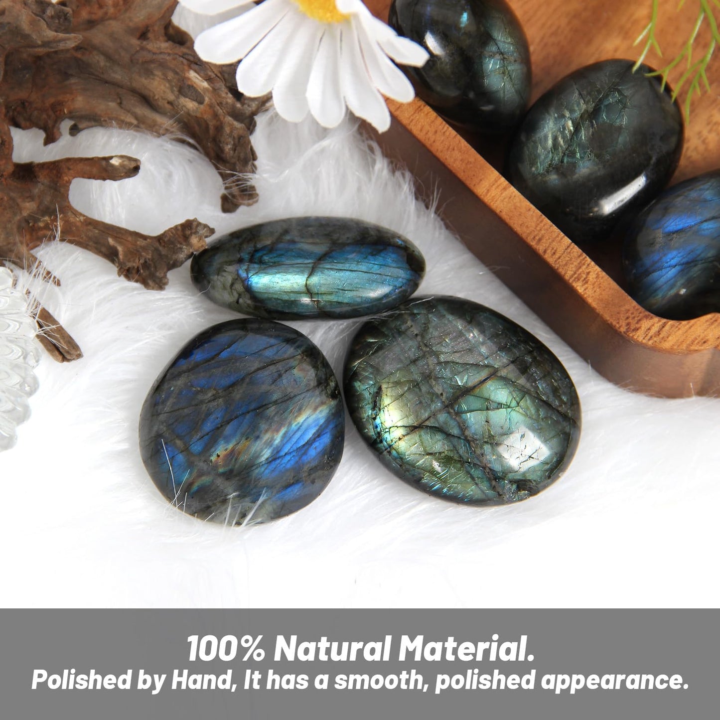 Orientrea Labradorite Palm Stone-1 Pc Labradorite Pocket Energy Stone, Smooth Healing Crystal Worry Stones