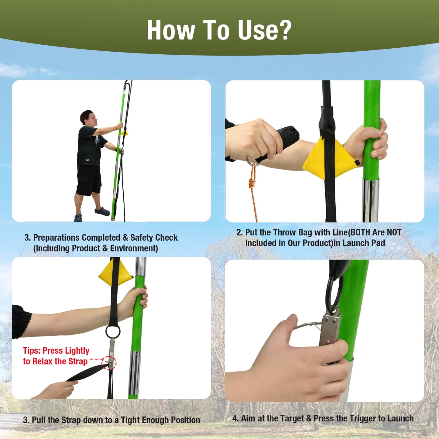 Lichtund Slingshot Arborist Throw Line Rope Launcher with Trigger Sling Shot for Adults