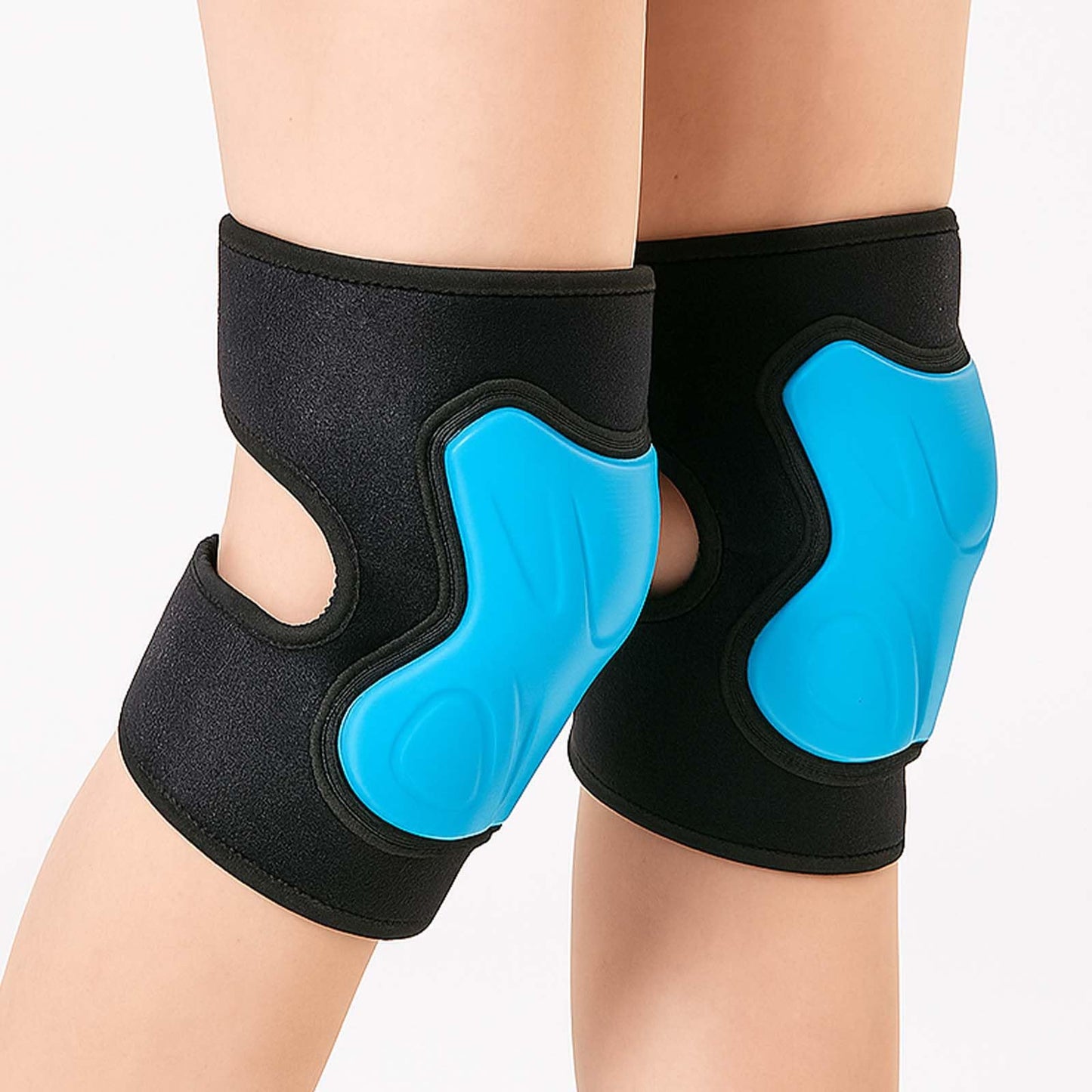Construction Knee Pads for Men Women, Gardening Kneeling Pad with Non-slip Straps for Mechanical repair, Soft Working Kneepads for Roofing Skating Skateboard, Protective Foam Cushion, Blue L(1 Pair)