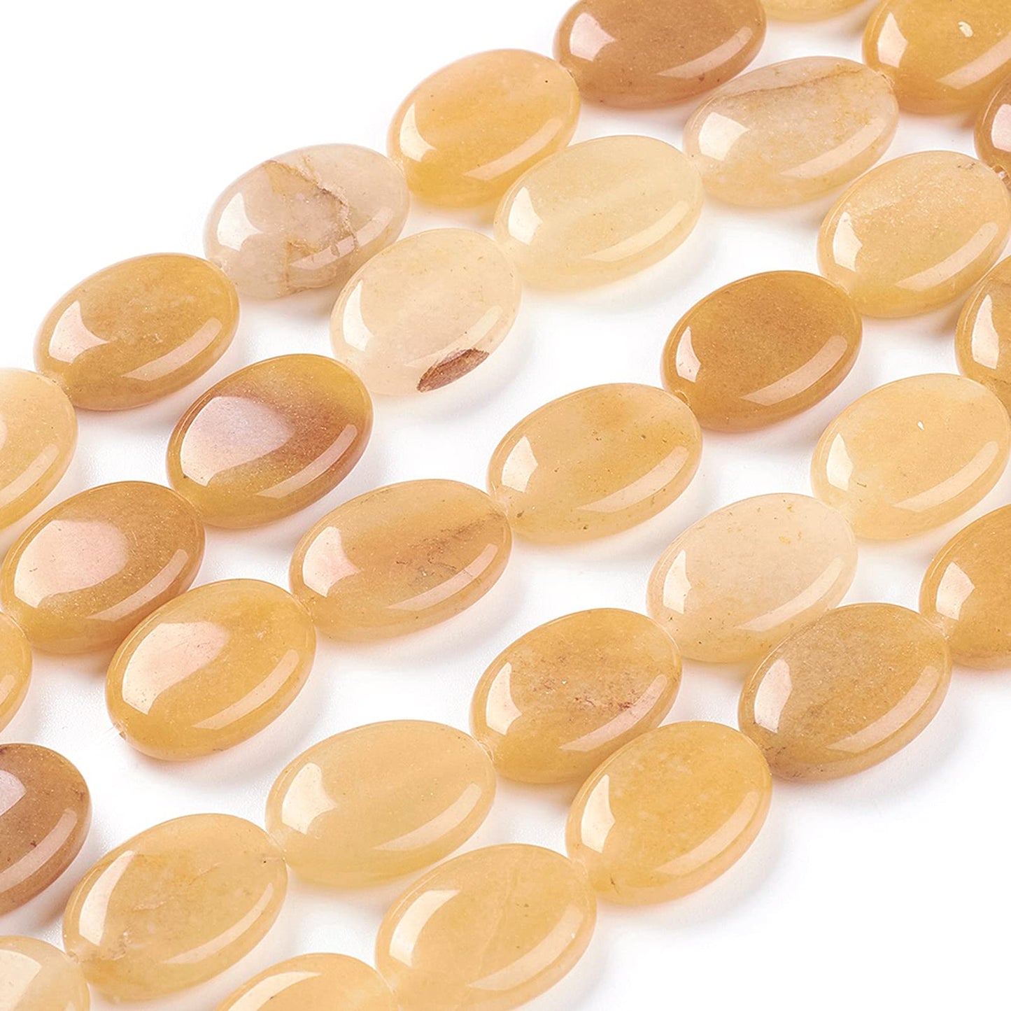 Fashewelry 20pcs Natural Topaz Jadehyst Gemstone Beads Flat Oval Healing Crystal Loose Stone Beads 18x13mm for Jewelry Necklace Bracelet Earring Craft, 15.7 Inch