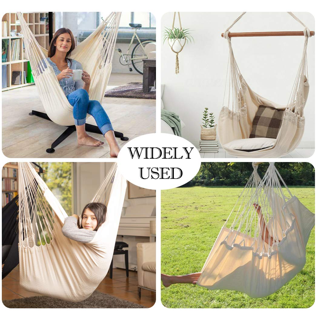 Hammock Chair Hanging Rope Swing Seat for Indoor Outdoor, Sturdy Cotton Weave Hammock Swing, Max 300Lbs Hanging Hammock Chair (Pole and Pillows NOT Included, Gray)