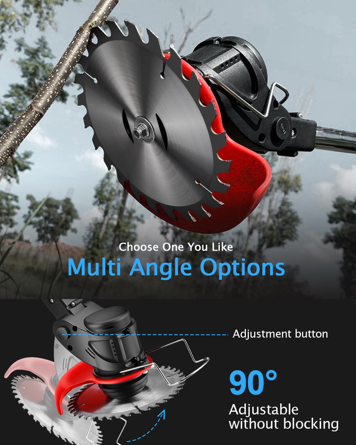 Electric Weed Wacker Cordless, 21V Electric Weed Cordless Eater Battery Powered with 2Pcs 4.0Ah Batteries, 4 in 1 Stringless Grass Trimmer/Edger/Brush Cutter for Lawn Yard Garden