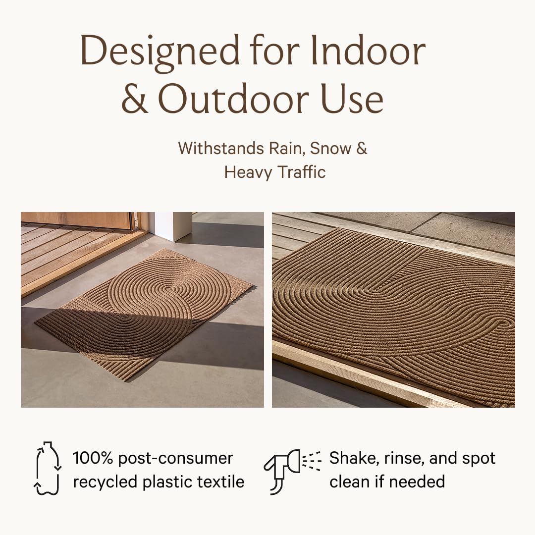 HEYMAT Sand Front Door mat, Indoor Outdoor entryway Rug Waterproof, Modern Scandinavian Home Decor, Non-Slip, Fall Doormat, 2x3 Washable Rug - Beige
