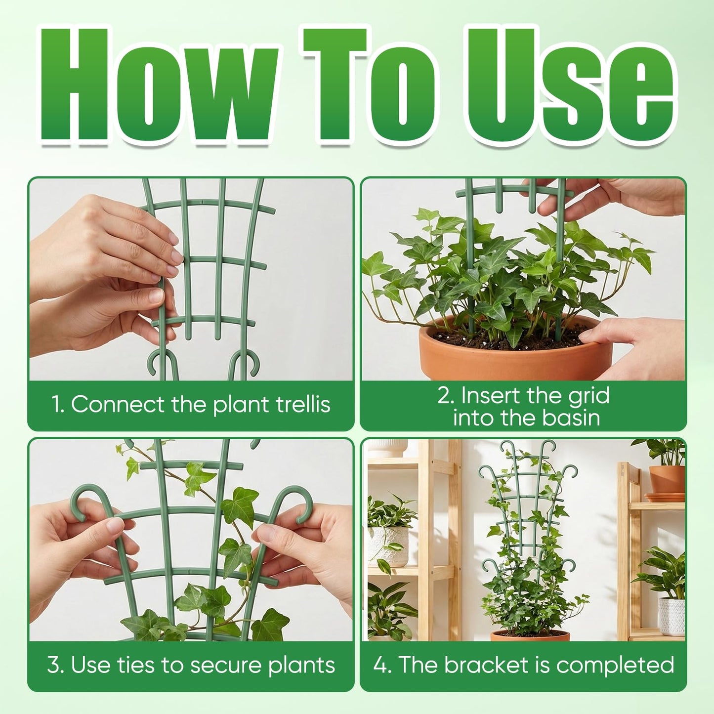 4PCS Indoor Small Trellis,Stackable Plant Trellis for Indoor Climbing Plants,Small Plant Climbing Trellis for Potted Plants Plastic Climbing,Potted Plant Trellis for Houseplants