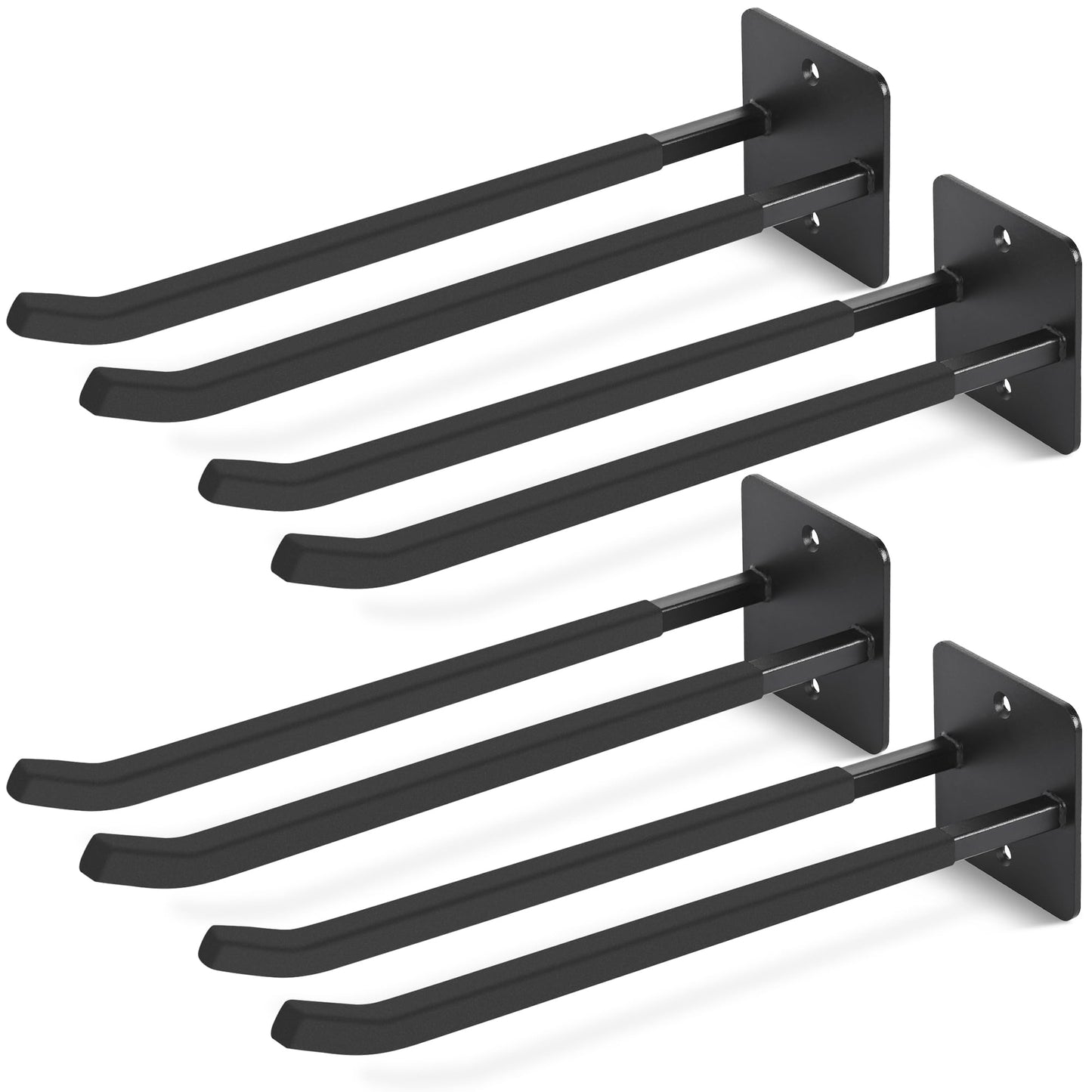 Heevir 14 Inches Extra Large Garage Hooks, 4Pcs Heavy Duty Garage Wall Mount Organizer, Tool Hanger Long Utility Storage Hooks for Hanging Tire, Chair, Ladder, Garden Tools, Strollers and More