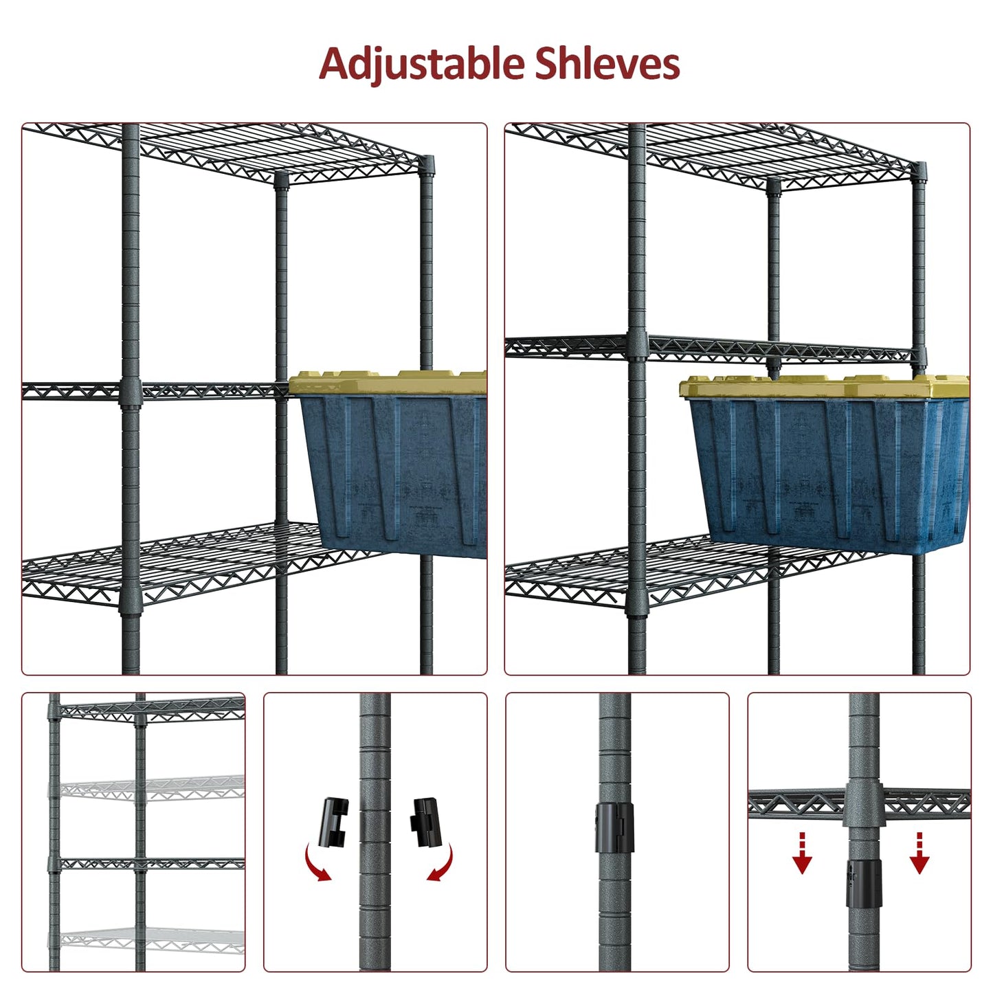 IZEUK Outdoor Metal Storage Shelving Unit, 4-Tier Heavy Duty Wire Rack Organizer with Rust-Resistant and Corrosion-Proof Coating (Grey, 17.7" D x 47.24" W x 59" H)