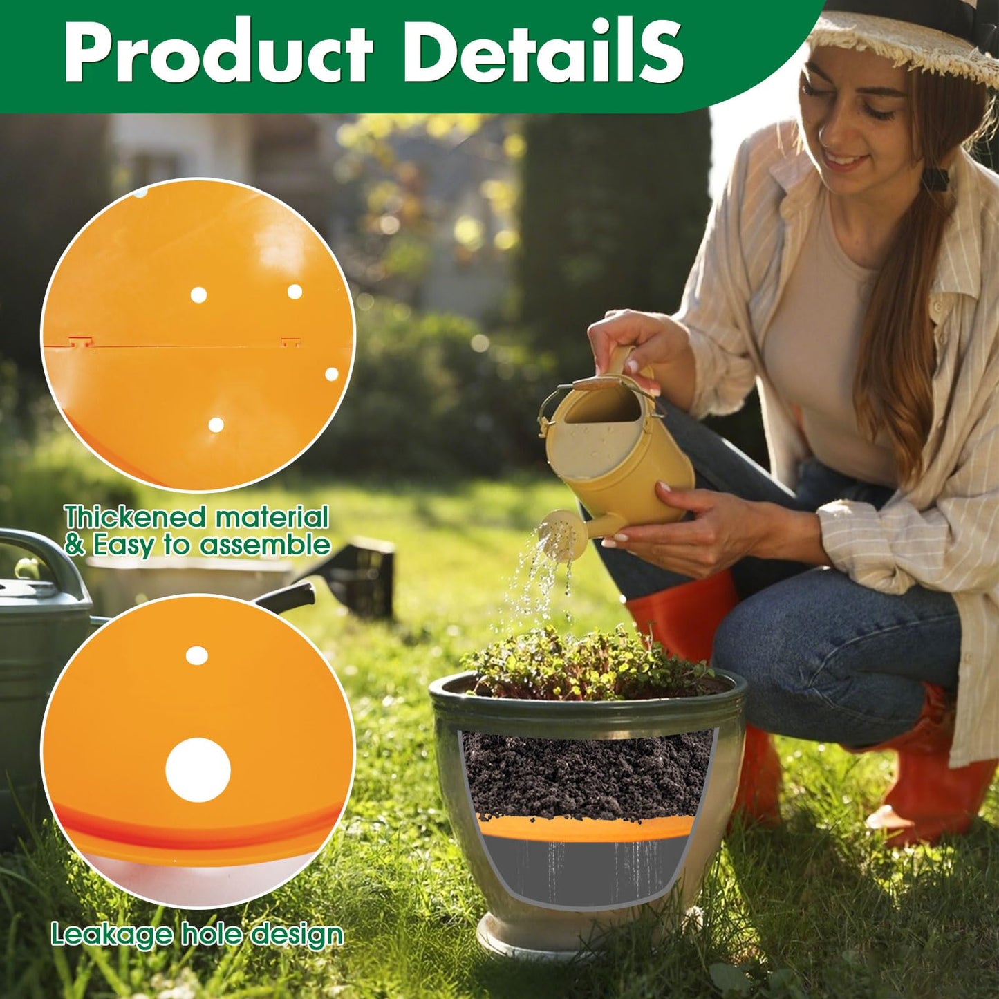 Tryitsbest Round Planter Insert for Large Pots, 18" Tall Flower Pot Fillers for Planters with Drainage Holes for Indoor Outdoor Gardening Plants Container (1 Pack, 18 inch)