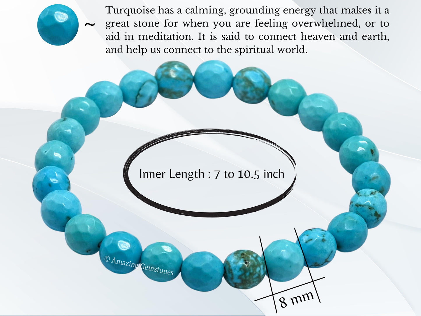 Amazing Gemstone Turquoise Bracelet for Women - Chakra Mens Bracelet Protection Crystals and Healing Stones - Blessing Spiritual Meditation Stocking Stuffers (Faceted Beaded Bracelet)