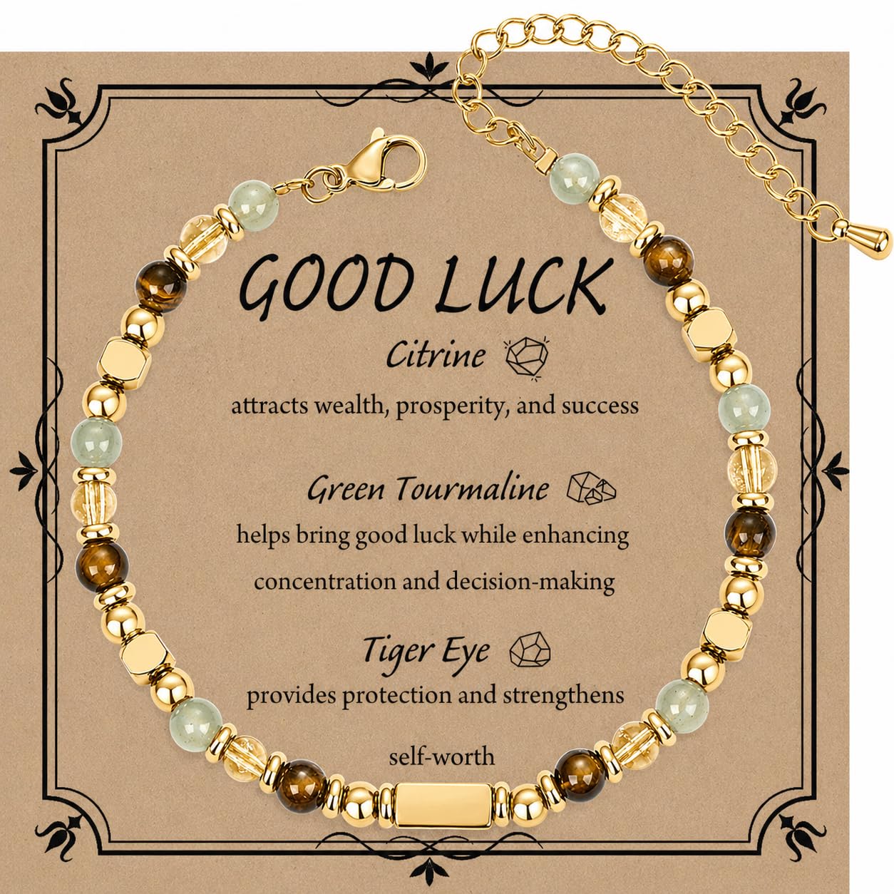 QINJIEJIE Good Luck Bracelet Gifts for Women Lucky Green Aventurine Crystal Green Beaded Bracelet Healing Bracelets for Women Friends Mom Coworkers