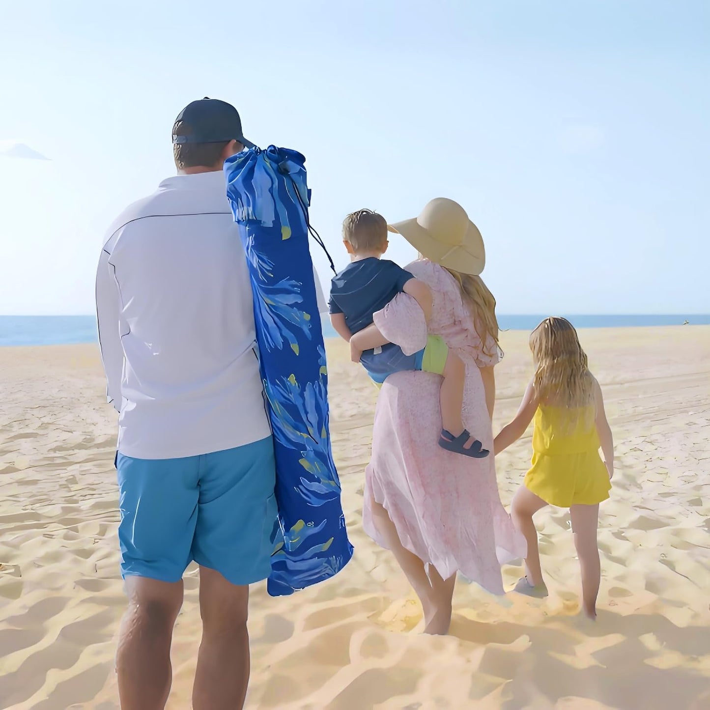 AMMSUN Beach Cabana, 6.5'×6.5' Beach Canopy, Easy Set up and Take Down, Cabana Tent with Sand Pockets, Instant Sun Shade with Side Wall, Coral Tropical