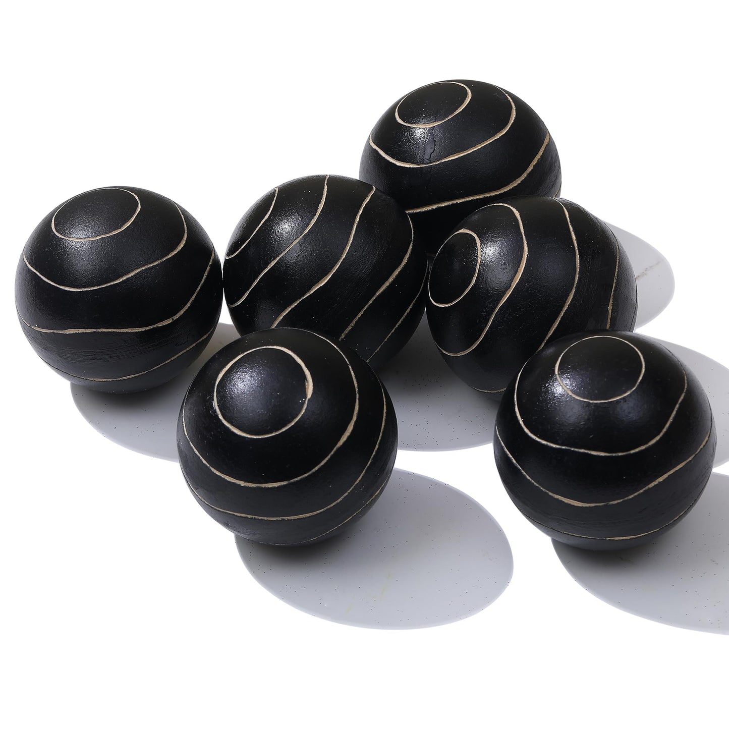 vskikris Set of 6 Decorative Orbs for Bowls and Vases - Circle Pattern - Resin Round Sphere Balls for Living, Dining Room Coffee Table Centerpiece Home Decor
