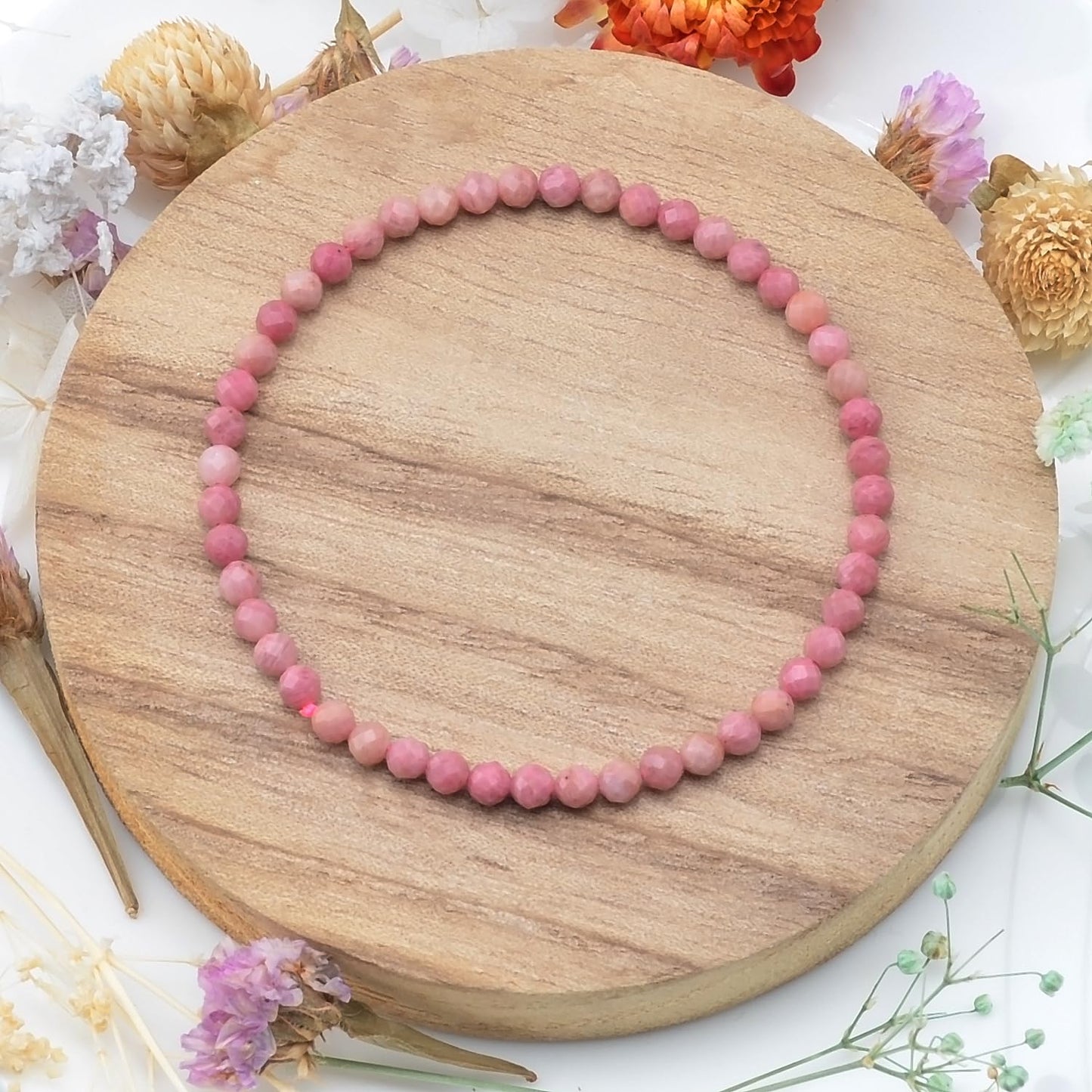 MASSIVE BEADS Natural Genuine Gemstone Beads Healing Crystal Chakra Reiki Jewelry Faceted Round Beads Bracelets (Rhodochrosite, 3mm)