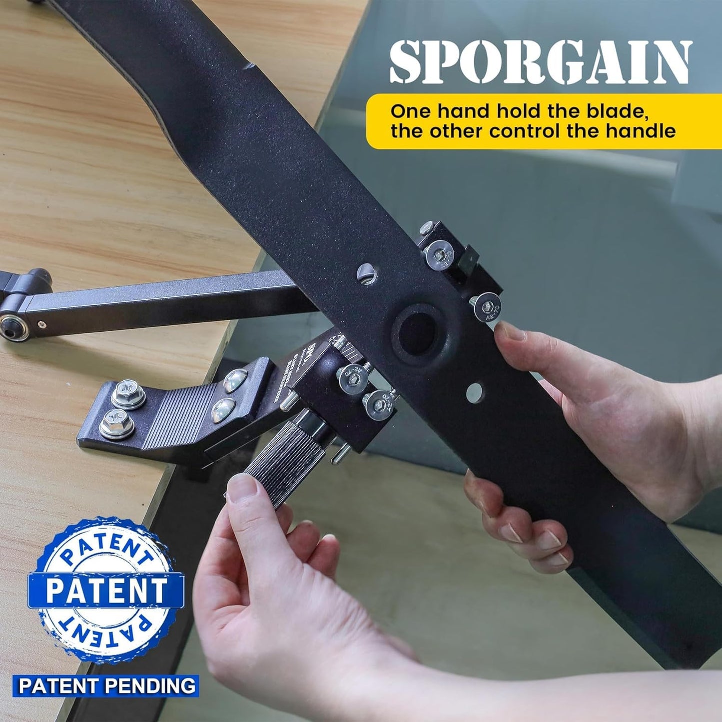 SporGain Lawn Mower Blade Sharpener & Lawn Mower Blade Balancer, 15°-45° Adjustable Mower Blade Sharpener and High Precision Magnetic Mower Blade Balancer for Many Types of Mower Blade, Black