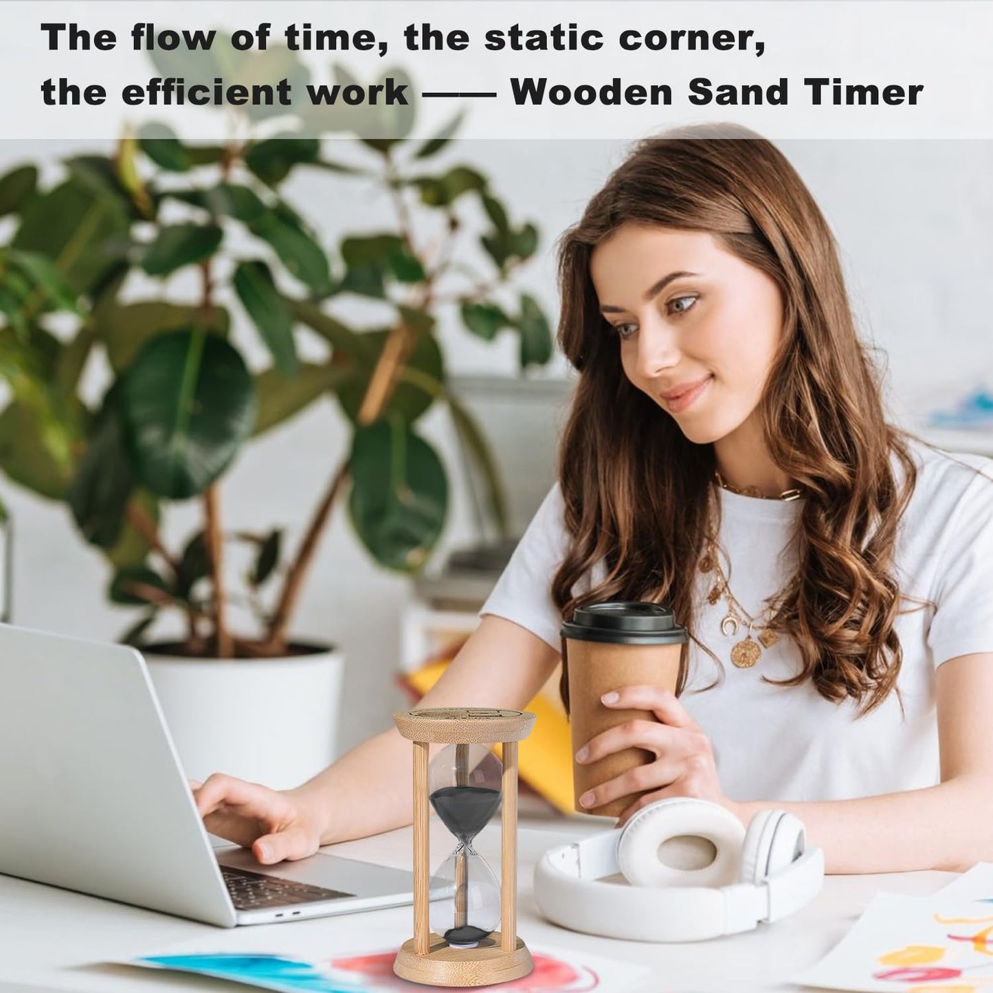 SuLiao Wooden Sand Timer 1 Minute Hourglass, Beech Sand Clock, Small Black Sand Watch 1 Min, Reloj De Arenai Hour Glass Sandglass for Home Office Wedding Decorative Game Classroom