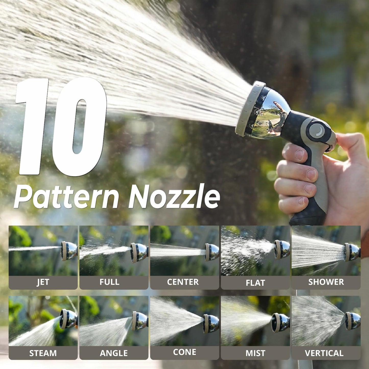 BREEZEREEL Retractable Garden Hose Reel 5/8"x100ft, 3-Ply Reinforced, High-Flow, Any Length Lock, 180° Swivel Bracket, Heavy-Duty Aluminum Mount, Slow Retract, Auto-Layer, 10 Spray Nozzle