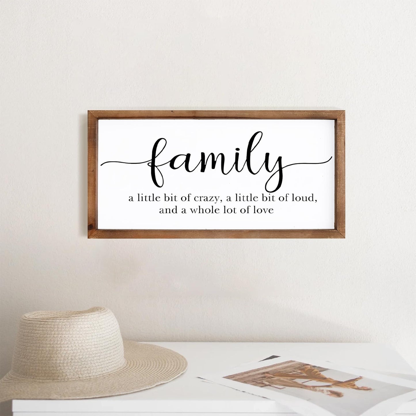 MODE HOME Family Sign for Home Decor, Farmhouse Family Wall Decor with Wood Frame for Wall, Kitchen, Living Room, Bathroom, Bedroom