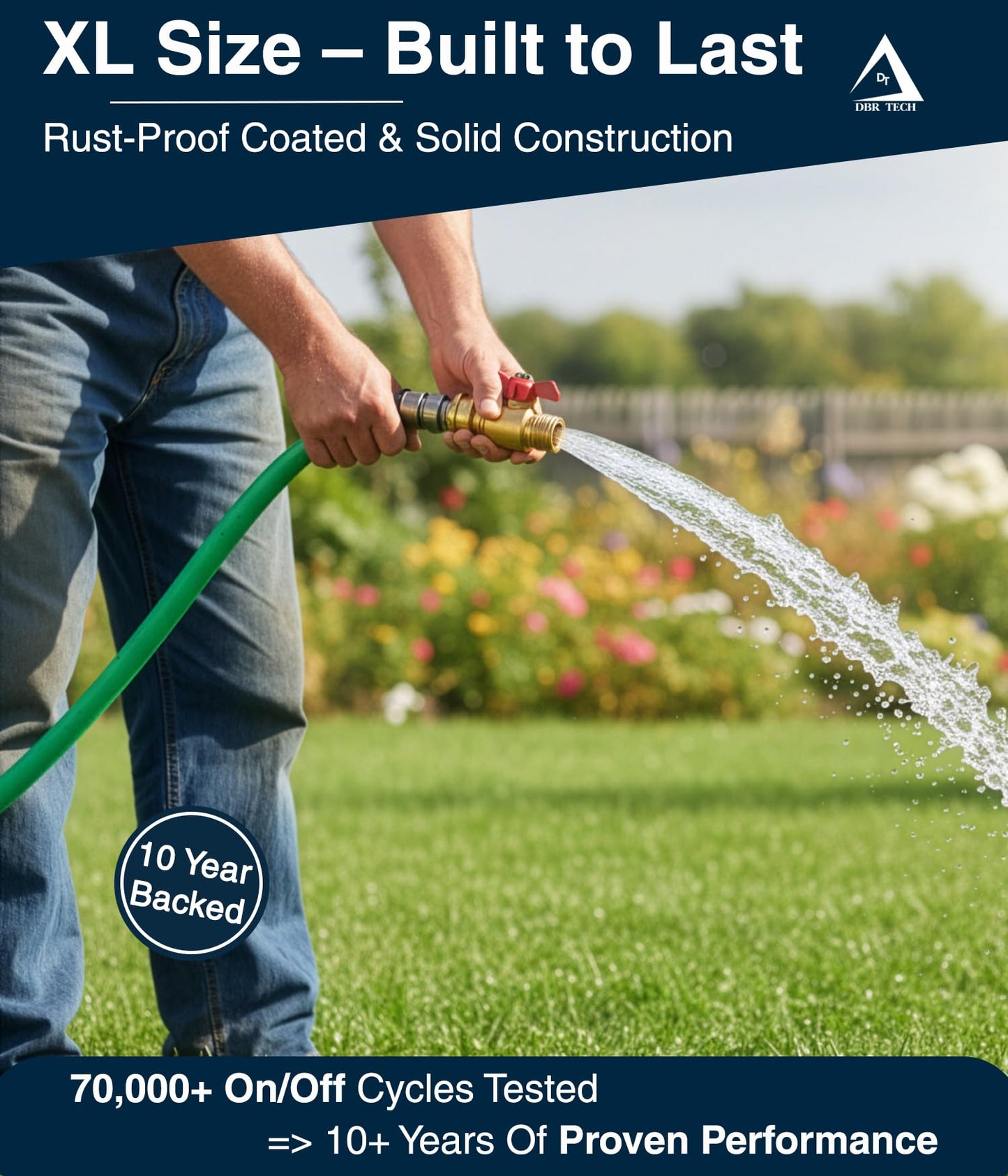 DBR Tech® Garden Hose Shut Off Valve 3/4" Brass | Full Flow & Heavy Duty | 2026 Edition