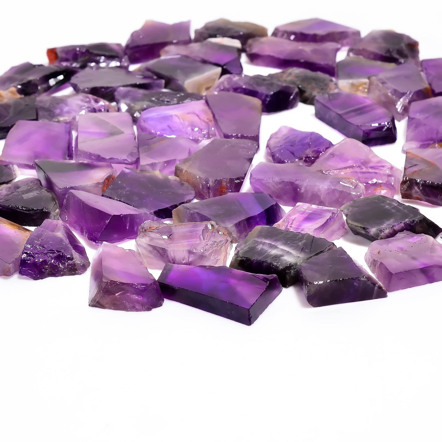 Natural Amethyst Raw Slice Gemstone- Healing Crystals for DIY Jewelry Making -Loose Natural Cabochon -Perfect for Crafting Unique Jewelry Designs (5 pcs, 25-35 mm)