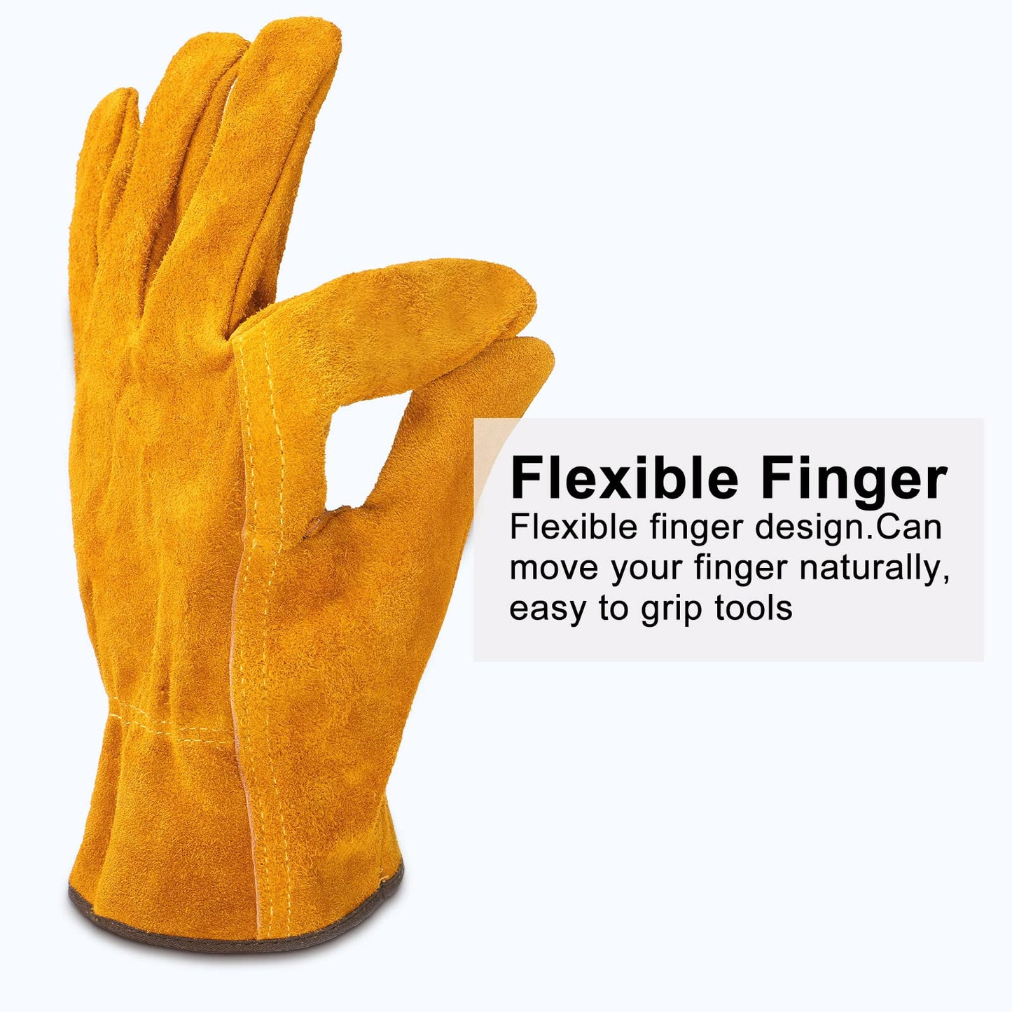 Lasnten 12 Pairs Leather Work Gloves Flexible Grip Gardening Construction Gloves Cowhide Thorn Proof Cut Resistant Fpr Men Women
