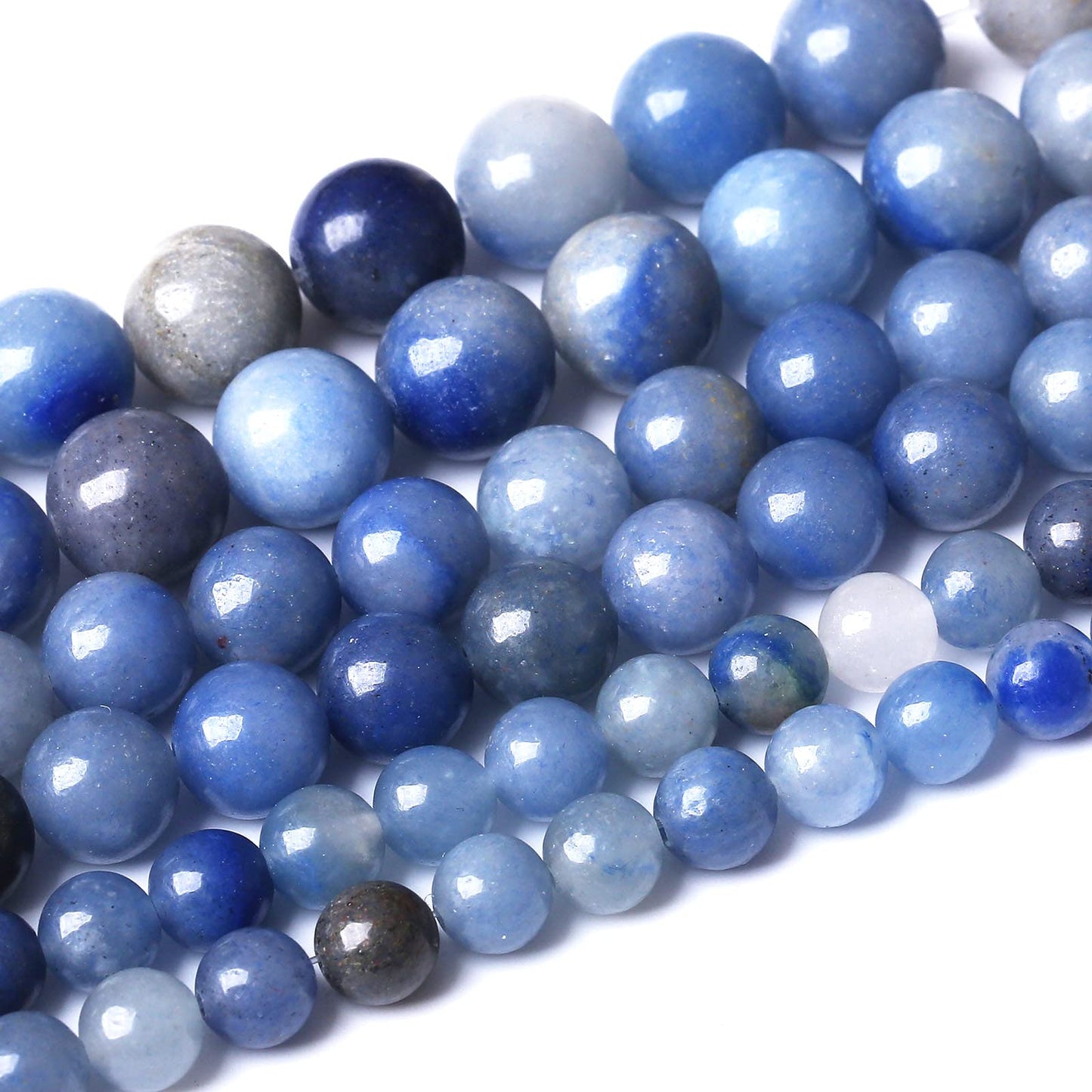 48PCS 8MM Natural Blue Aventurine Beads Round Loose Stone Beads for Jewelry Making DIY Energy Stone Healing Power Bracelet 15"