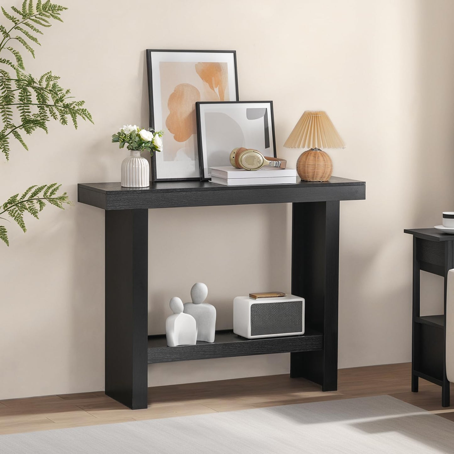 MAHANCRIS Console Table, 39.4'' Black Entryway Table for Hallway, Narrow Sofa Table Behind The Couch, Modern Foyer Tables for Entrance, Living Room, Corridor, Easy Assembly, Black CTHB16801