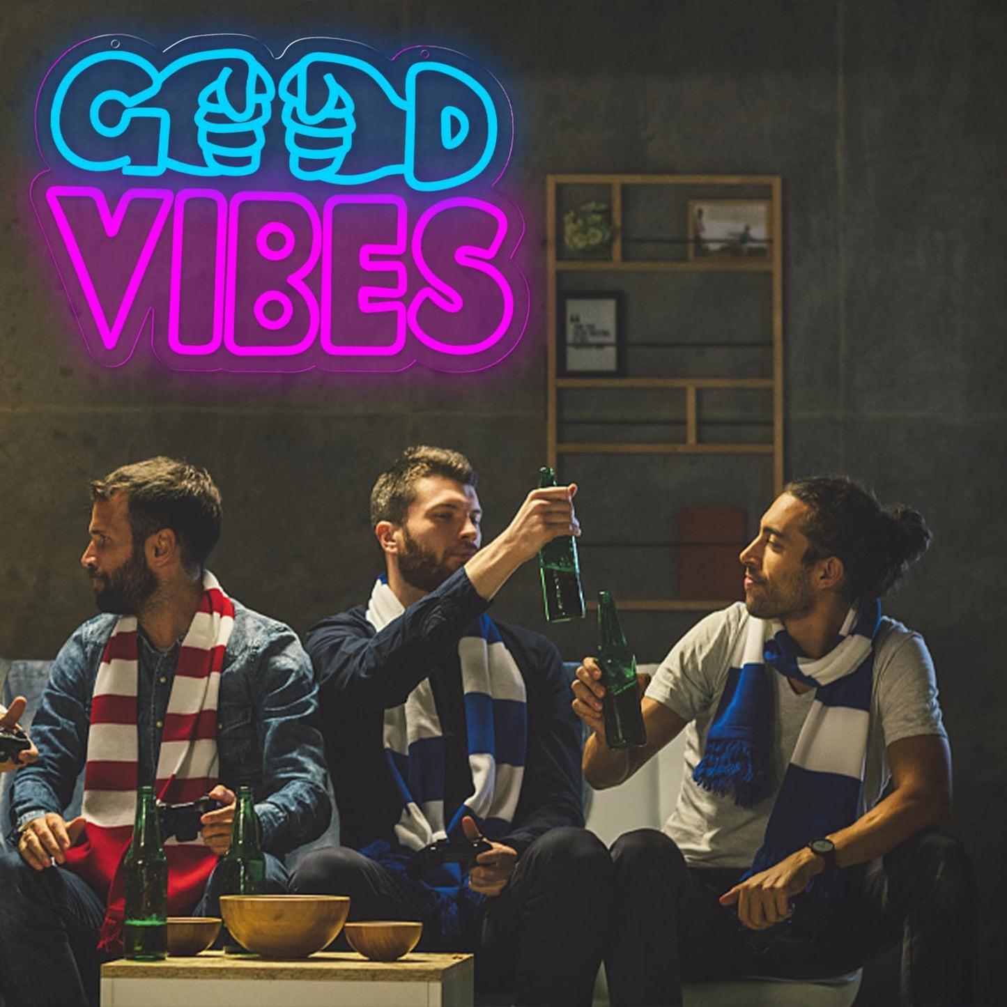qbanziou Good Vibes Neon Signs for Wall Decor，Led Neon Light for Man Cave、Bedroom、Garage，Christmas Birthday Party Gifts