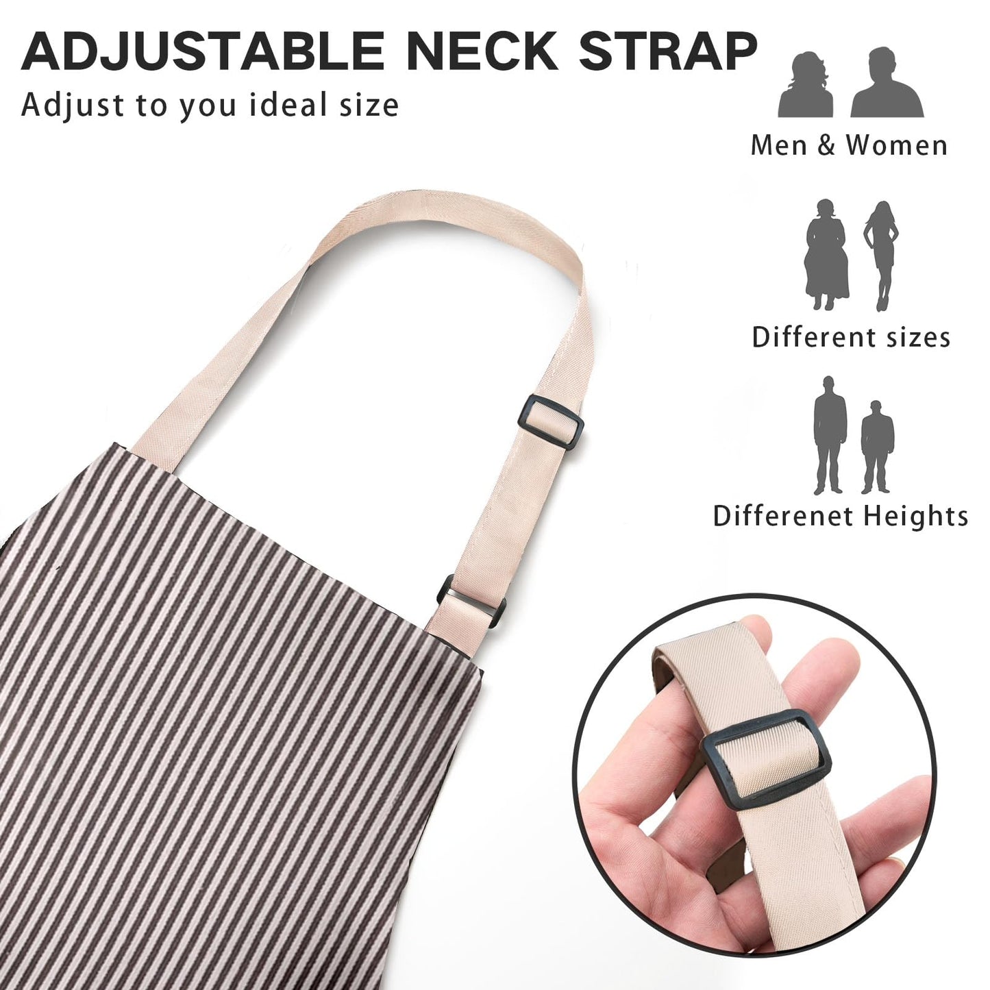 BeLuyi Adjustable Bib Apron with 2 Pockets Chef Cooking Kitchen Restaurant Aprons for Women Men (Brown Stripe)