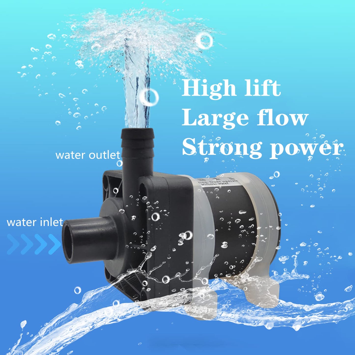 DC 12V submersible pump 210GPH 18W durable fountain water pump, head 5M with filter, suitable for pond fountain, hydroponics, aquarium fish tank, solar water circulation system