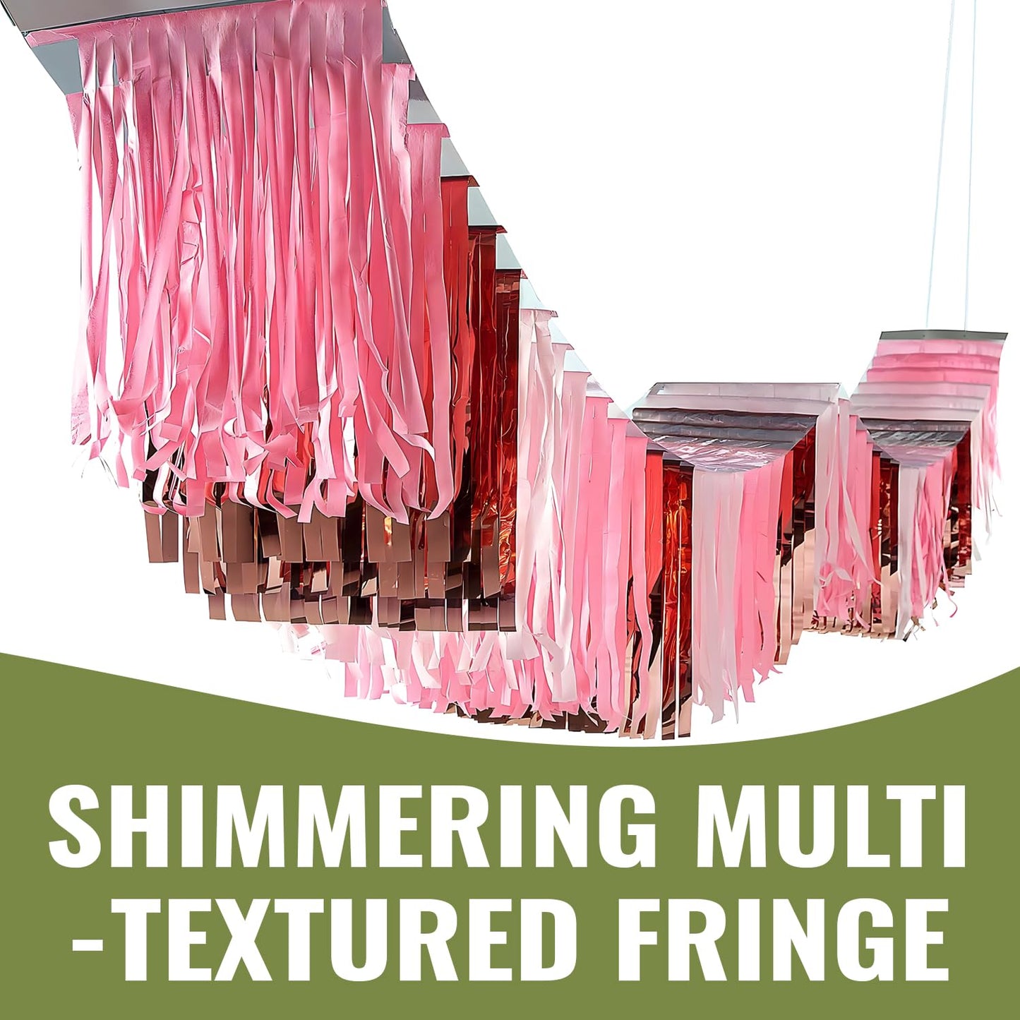 Fun Express 12 Ft. Pink Metallic Foil & Tissue Paper Hanging Ceiling Decoration