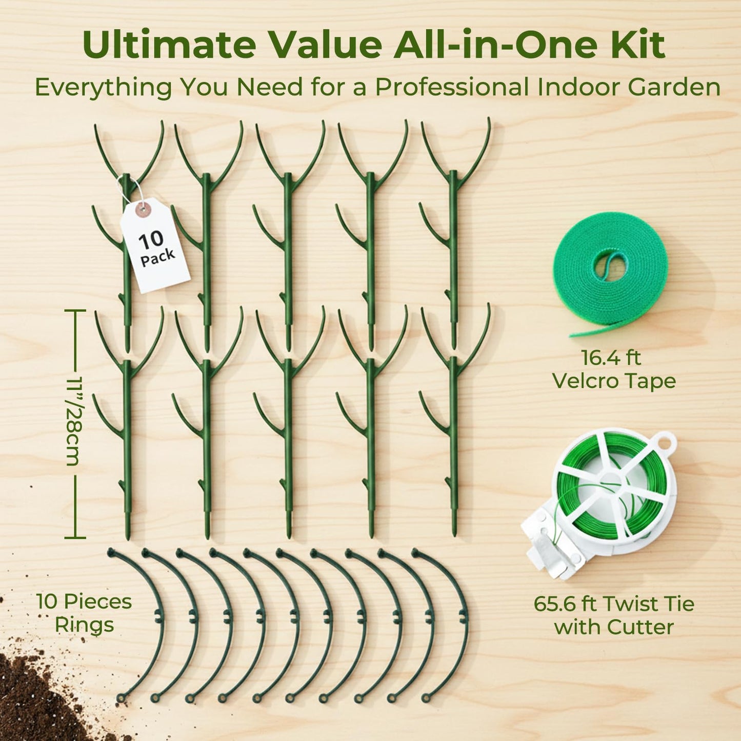Monstera Plant Support Stakes Indoor - 10 Pack Stackable Garden Trellis for Potted Climbing Pothos Support - Durable All-in-One Tall Plant Sticks Pole for Modern Home Gardening (10 Pack)