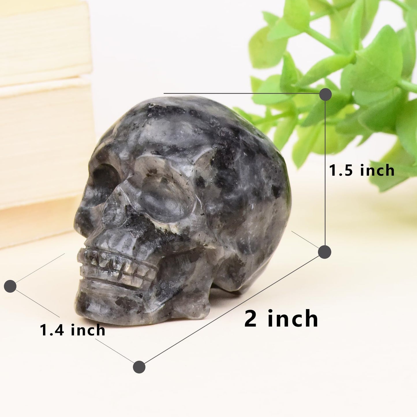 QLRSUXN 2 Inch Shimmer Stone Crystal Skulls Decor,Human Skull Sculpture Statues Healing Crystal Decor,Halloween Skull Figurines,Home Office Decoration Christmas Meditation Gifts for Men Women